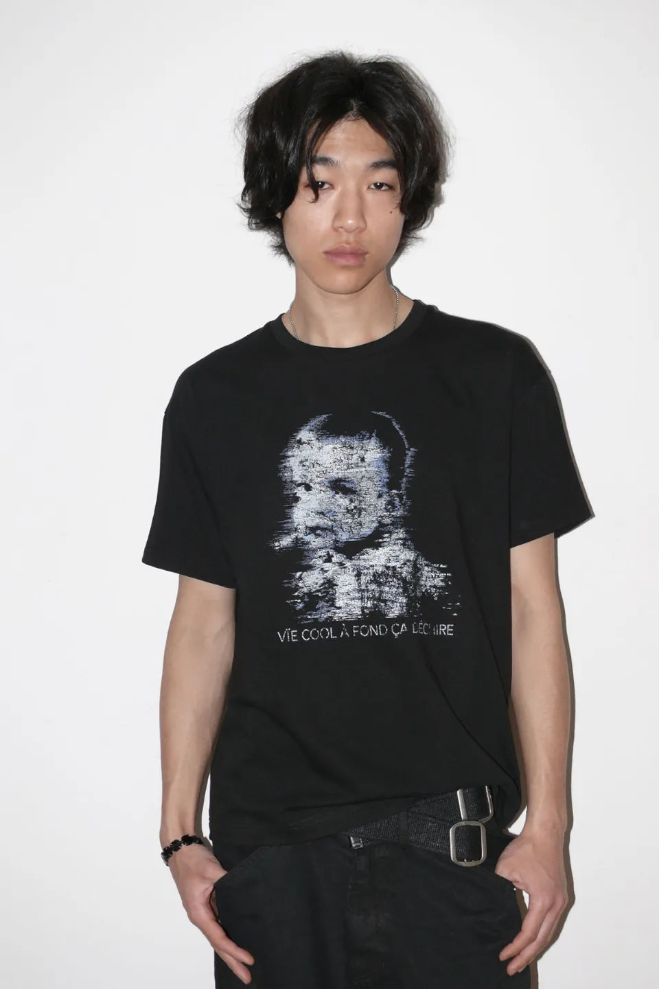 Glitch Face Print T-shirt