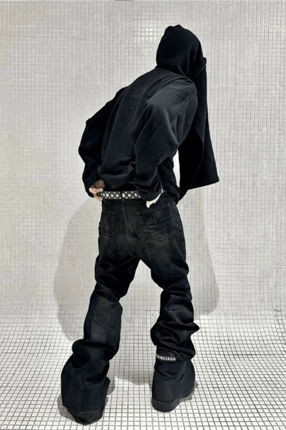 Gothic Metal Waxed Flare Jeans