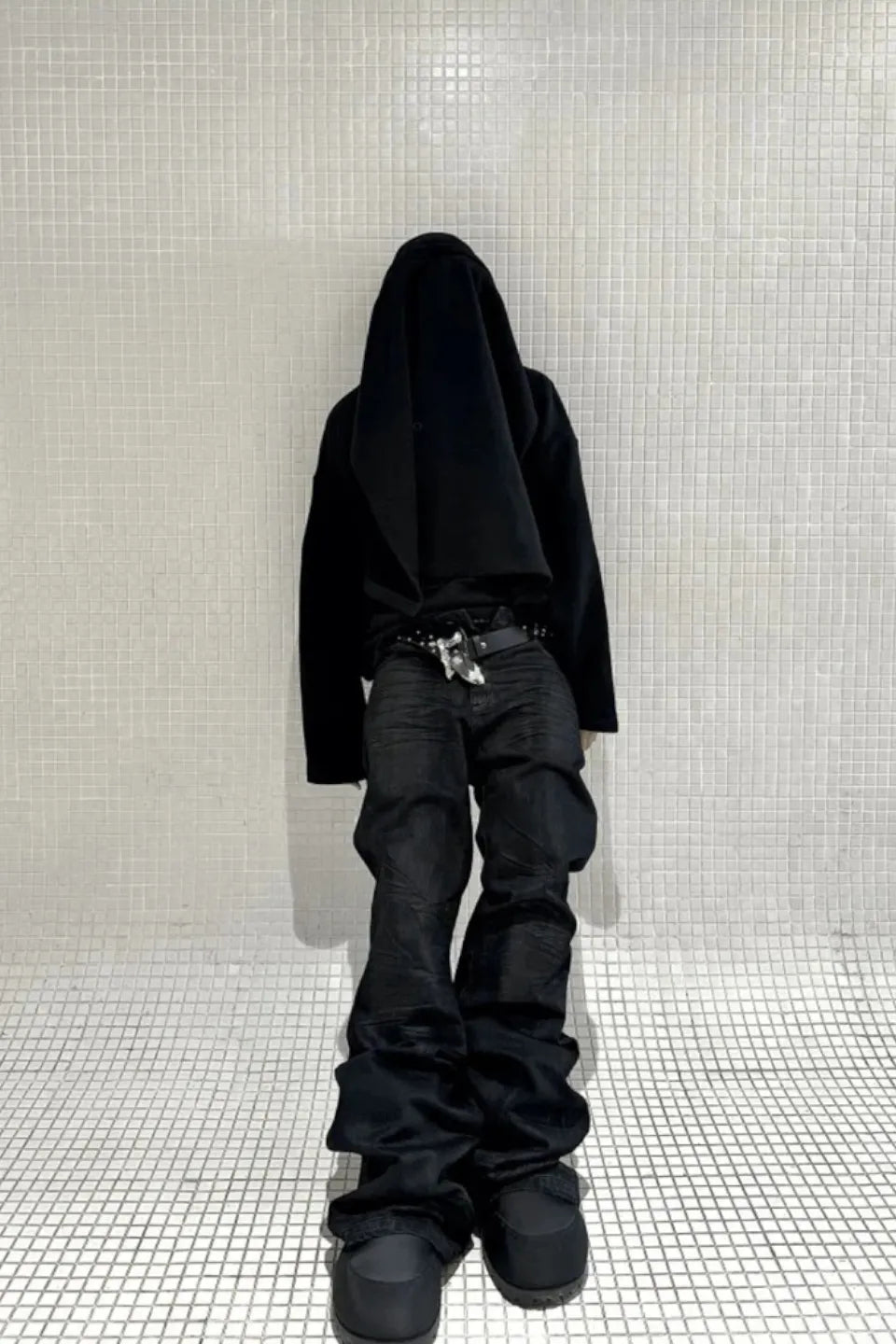 Gothic Metal Waxed Flare Jeans