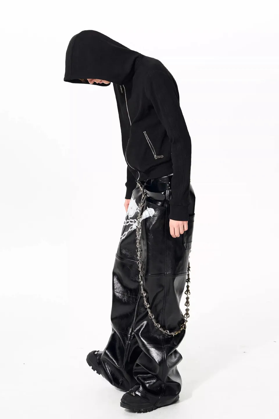 Gothic Skull Cross Graphic Zip Hoodie