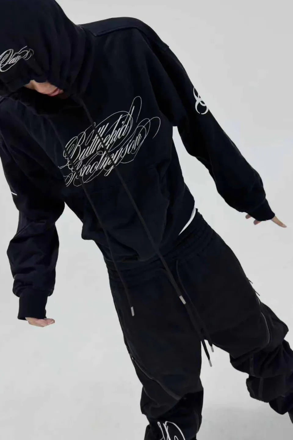 Gothic Lettering Graphic Pullover Hoodie