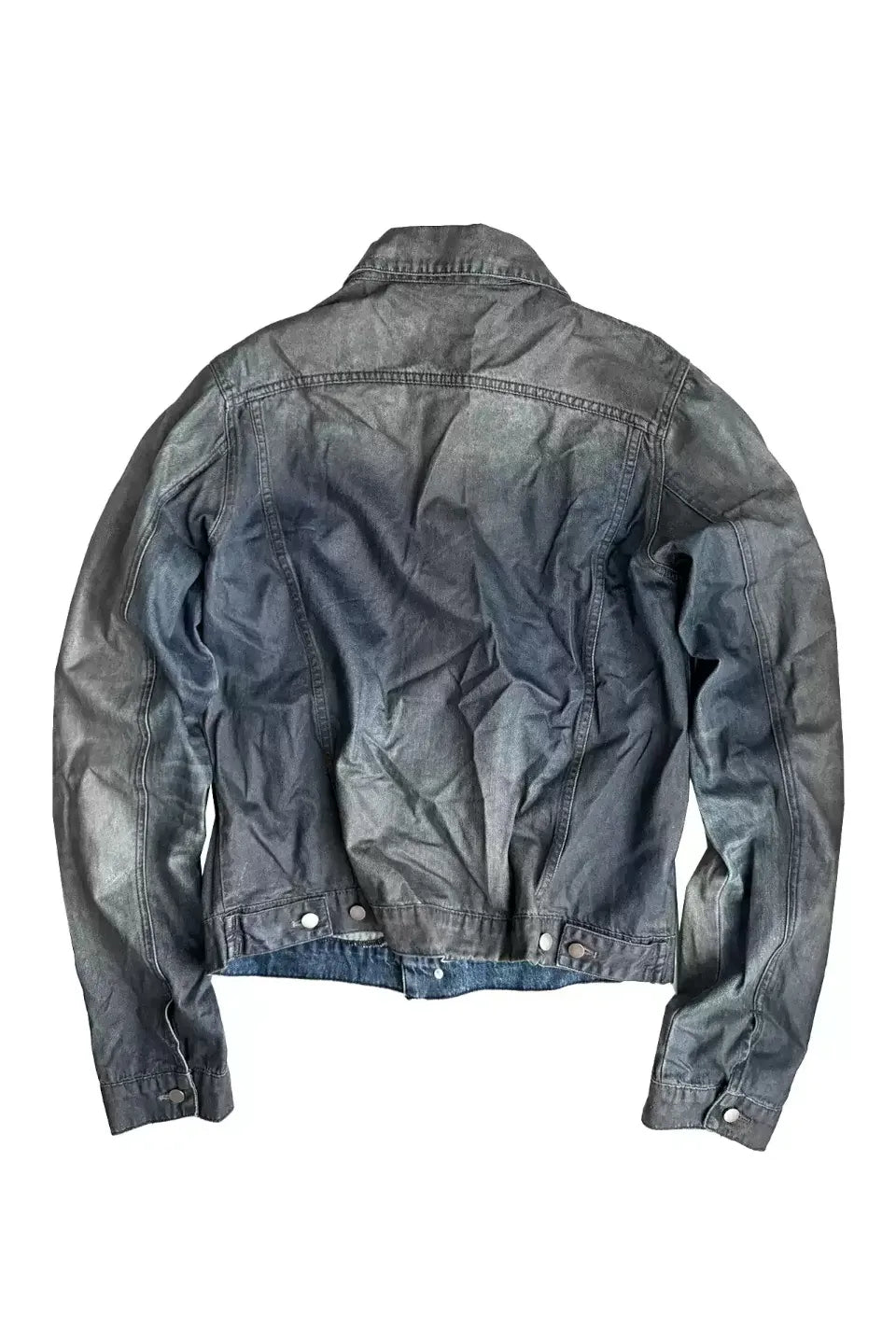 Gradient Coated Whisker Distressed Denim Jacket
