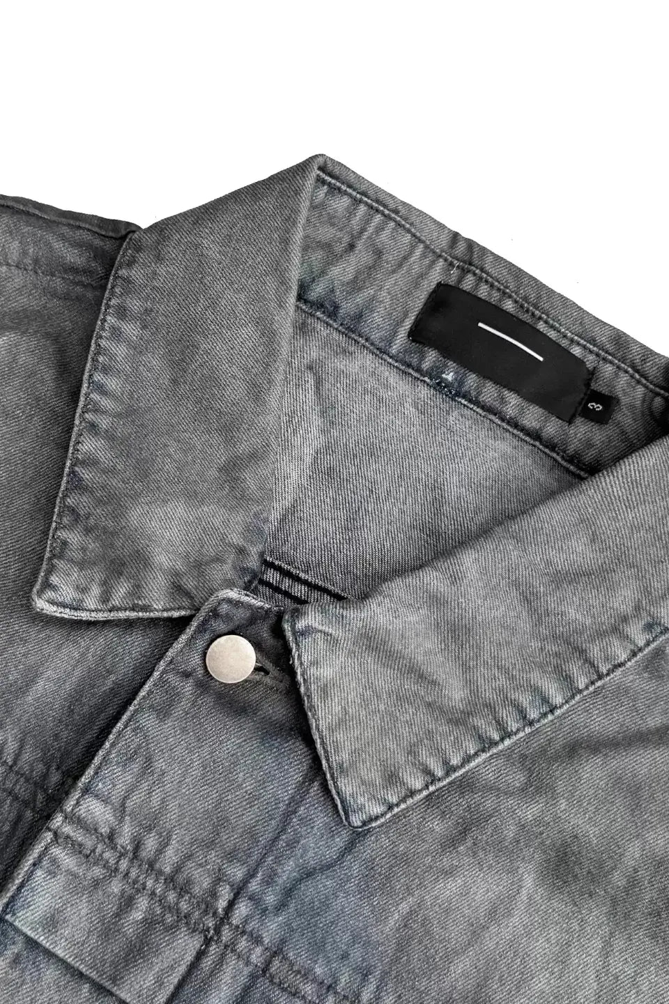Gradient Coated Whisker Distressed Denim Jacket