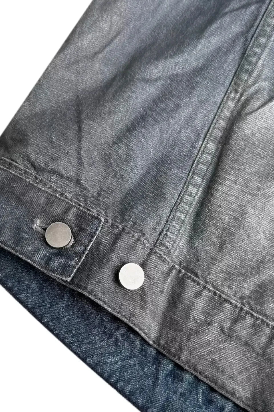 Gradient Coated Whisker Distressed Denim Jacket