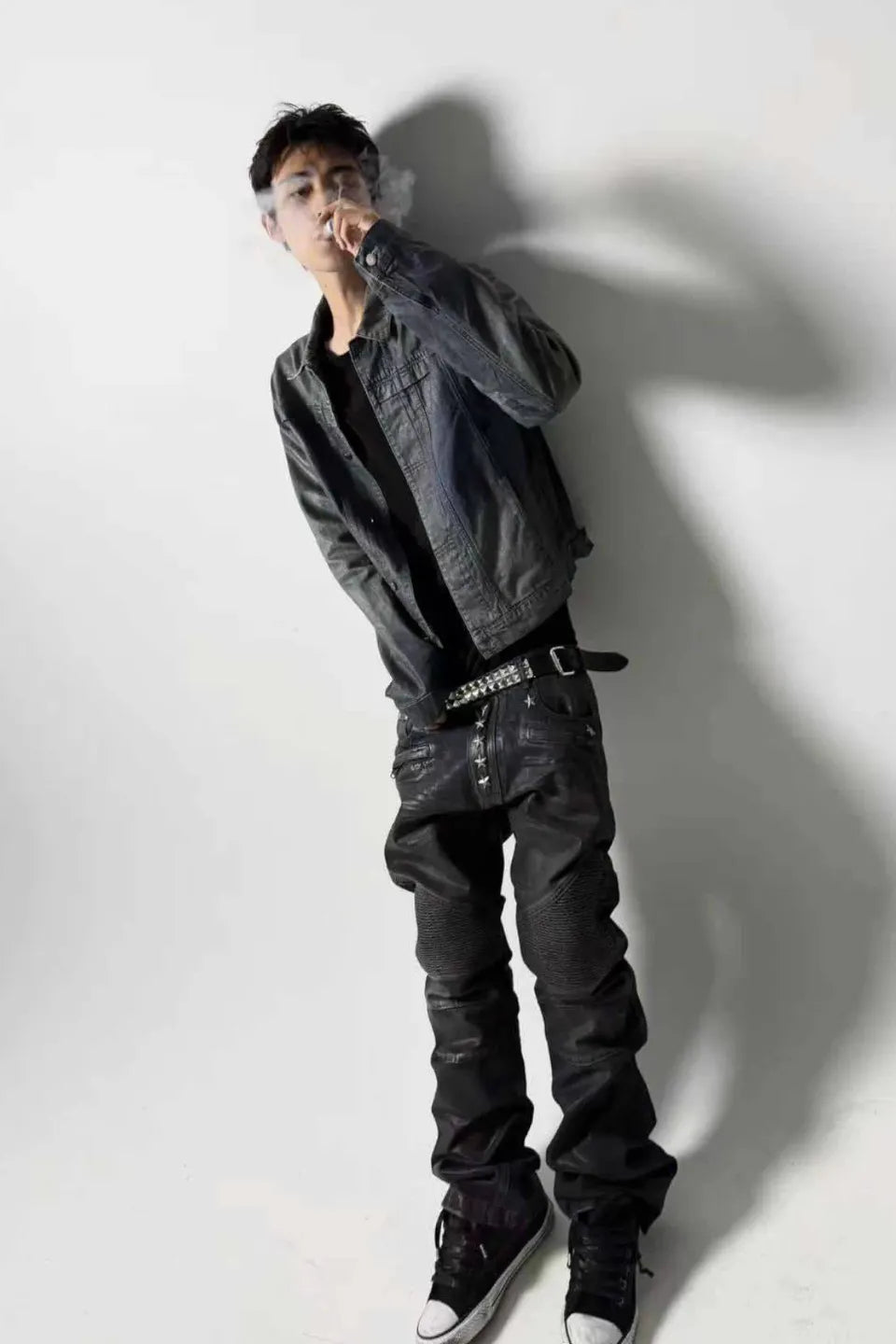 Gradient Coated Whisker Distressed Denim Jacket