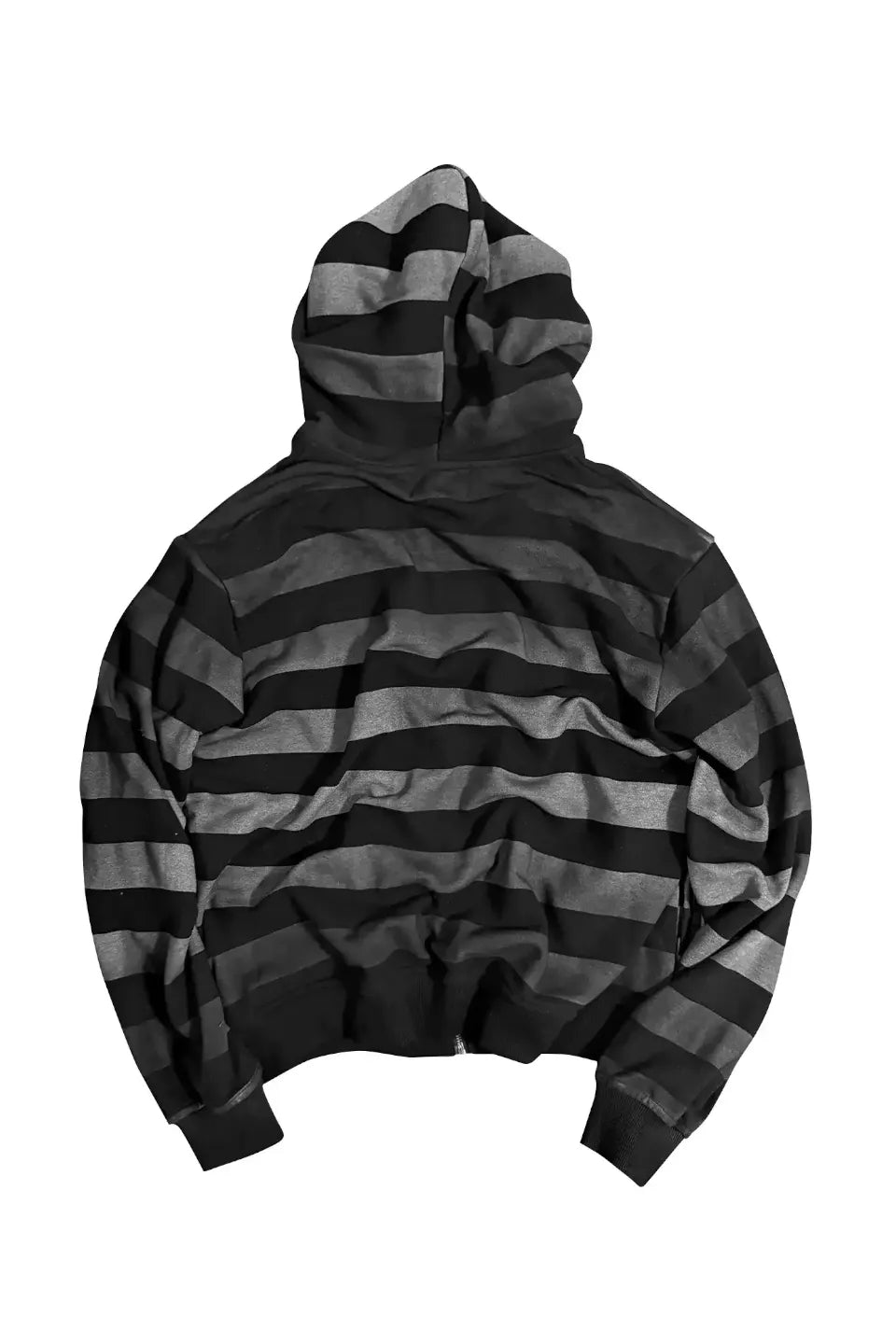 Gradient Striped Dirt Splatter Distressed Zip Hoodie