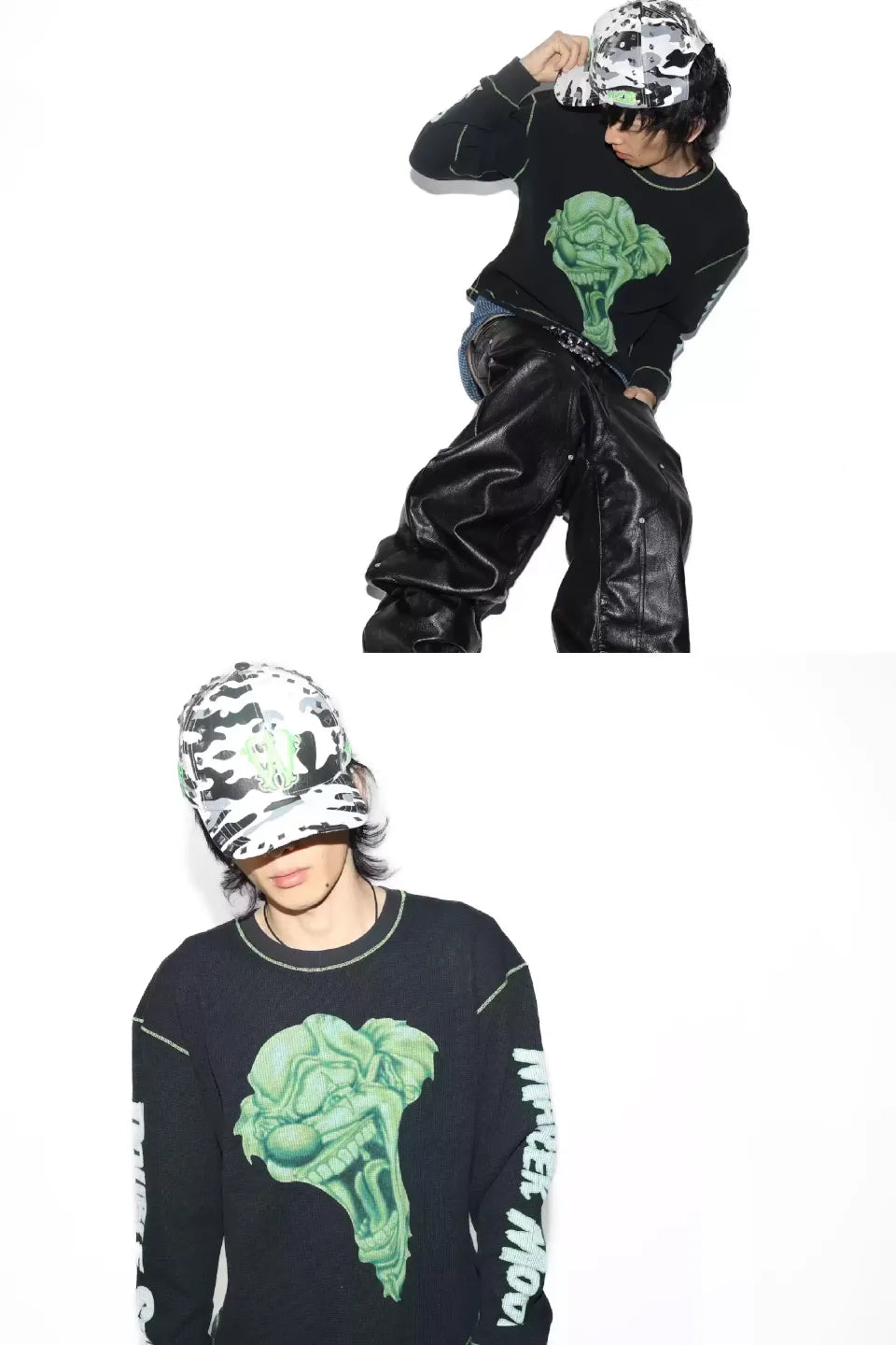 Green Stitching Waffle Joker T-shirt