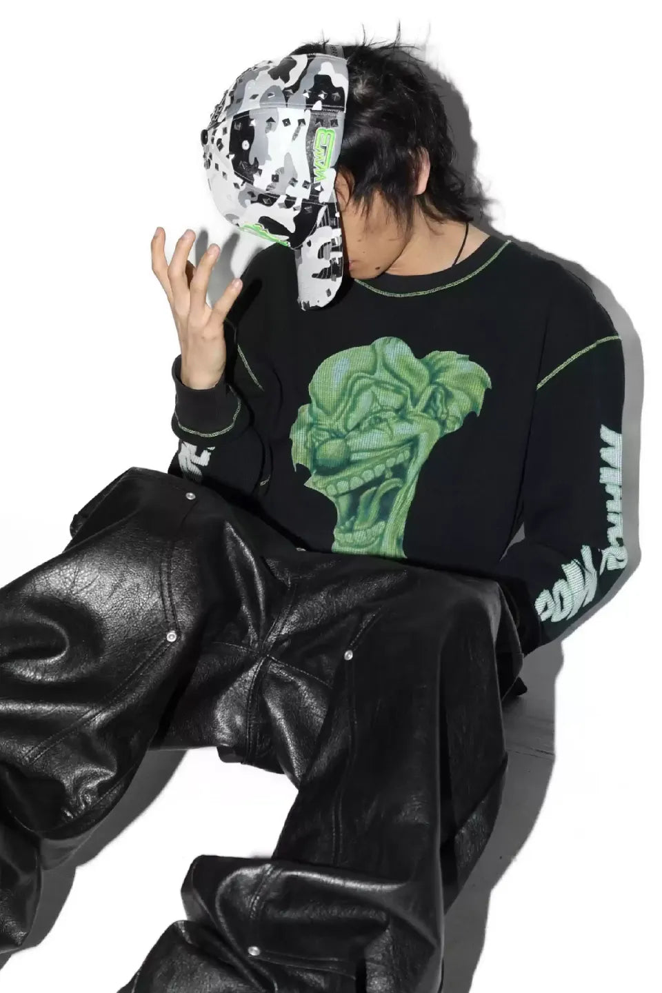 Green Stitching Waffle Joker T-shirt