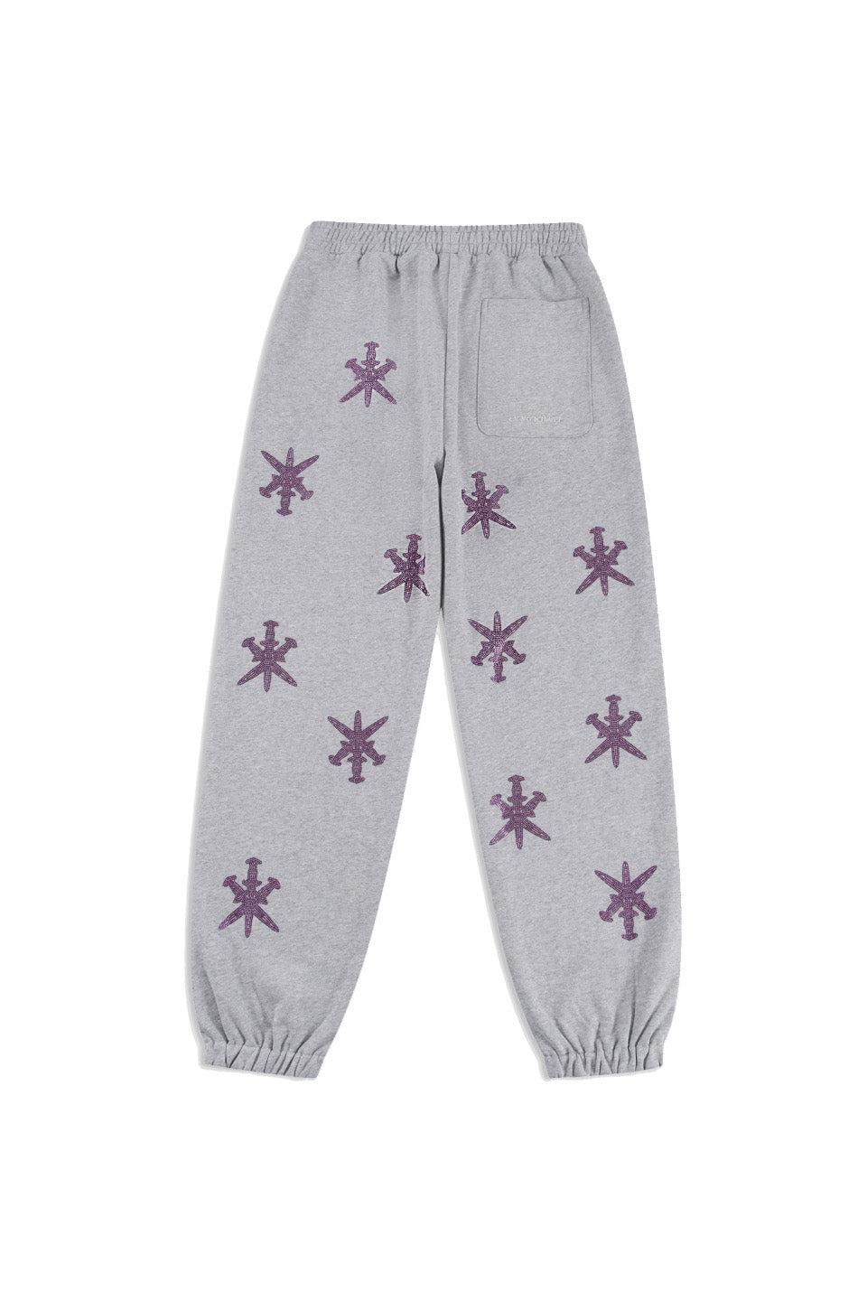 Unknown London - Grey Purple Rhinestone Jogger アンノウンロンドン ラインストーンスウェットパンツ