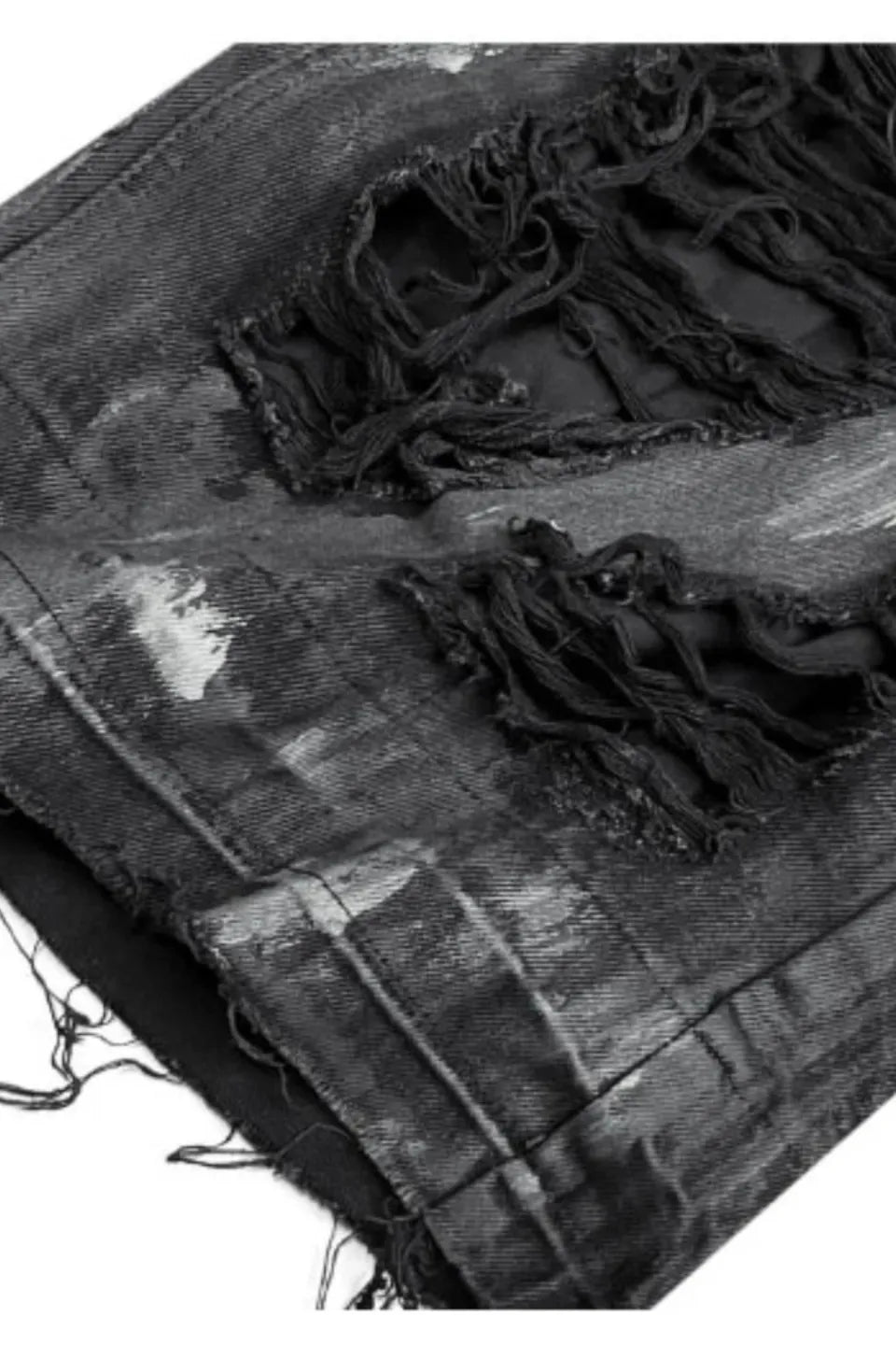 Hand Distressed Wide Leg Jeans