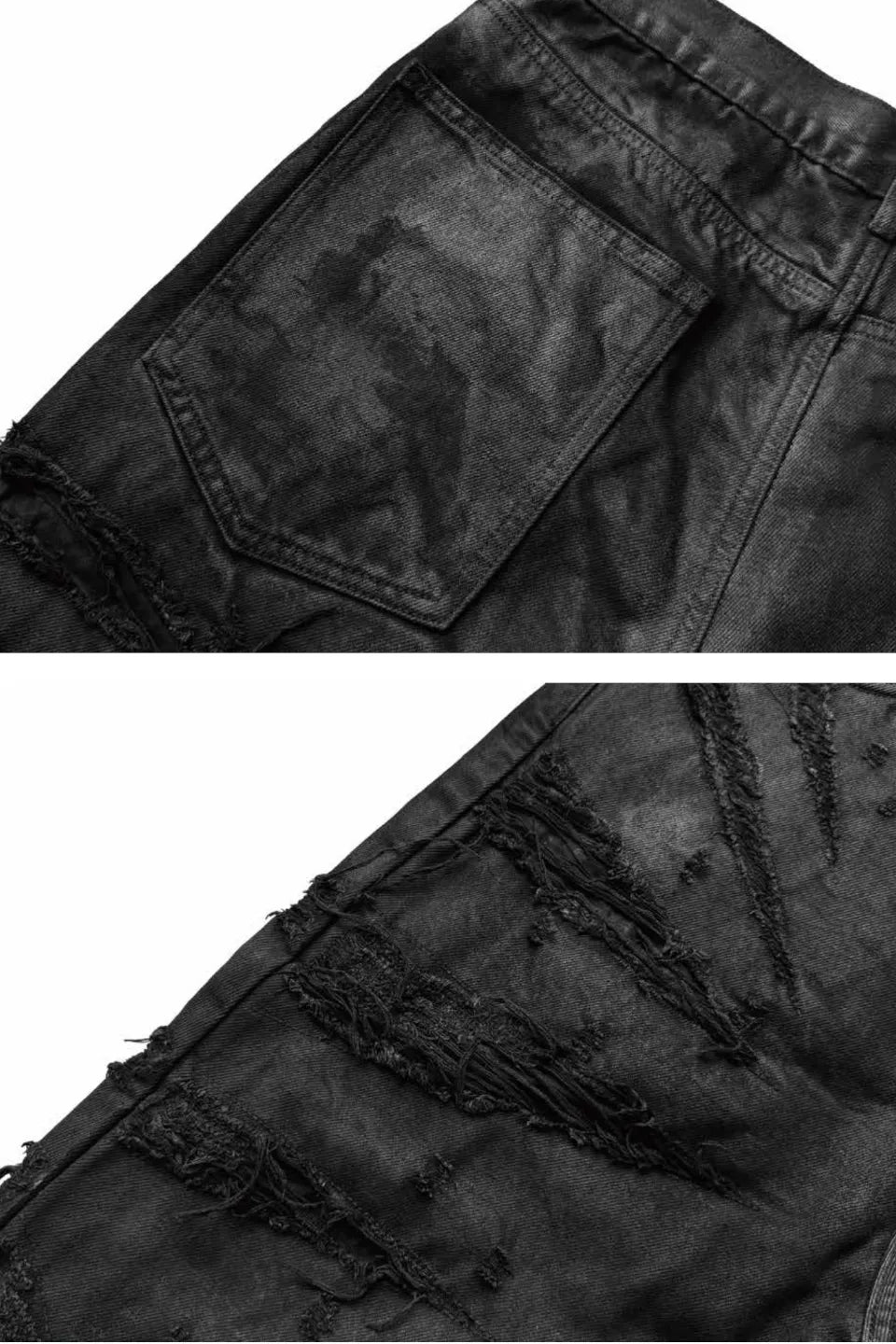 Hand Painted Waxed Flared Denim