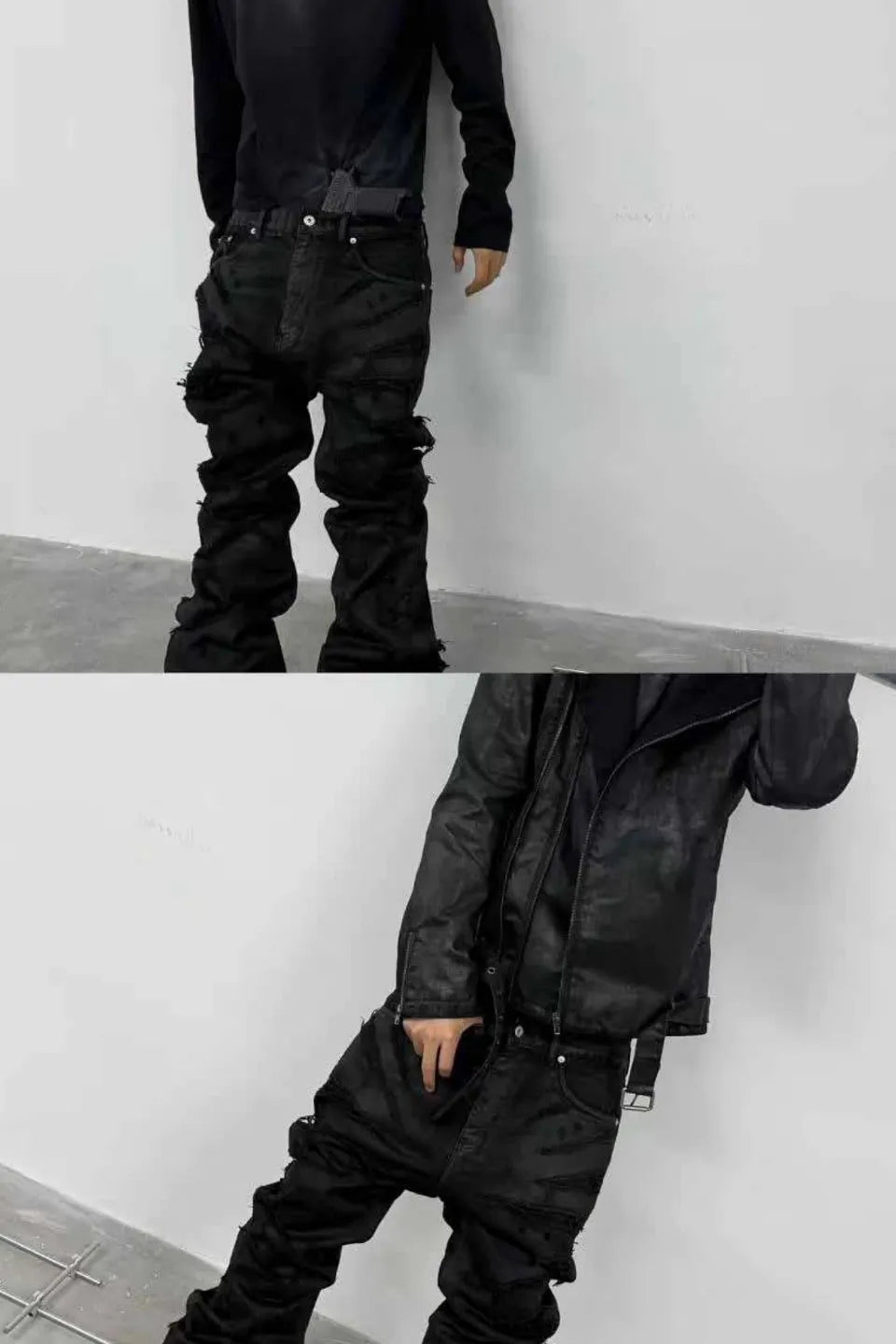 Hand Painted Waxed Flared Denim