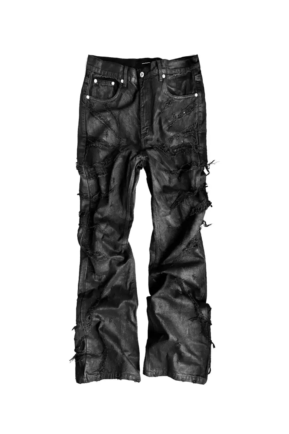 Hand Painted Waxed Flared Denim