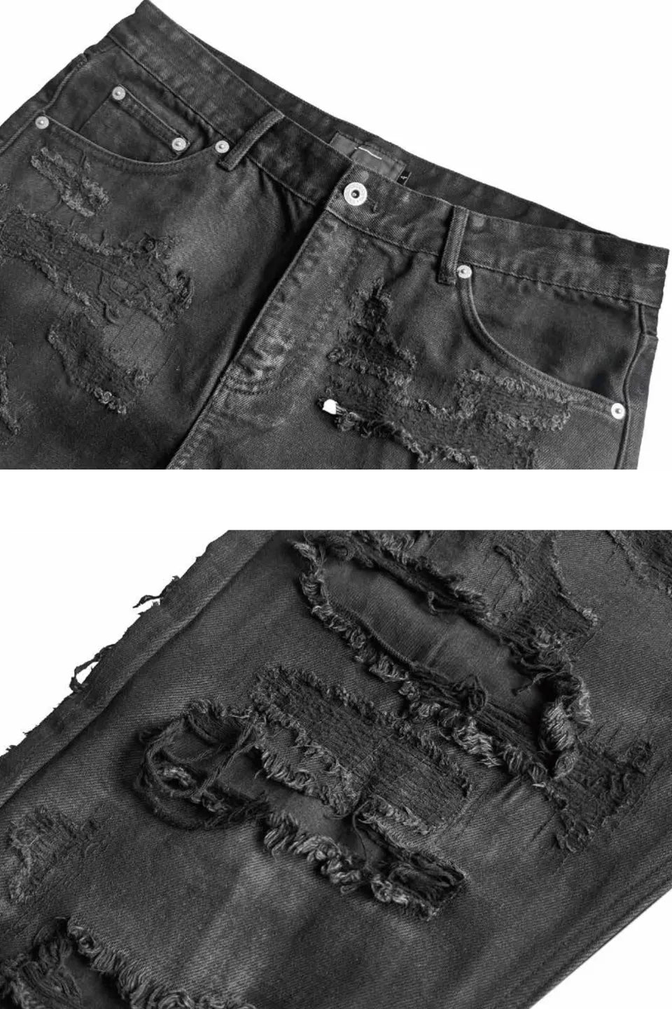 Hand Painted Frayed Fringe Distressed Jeans