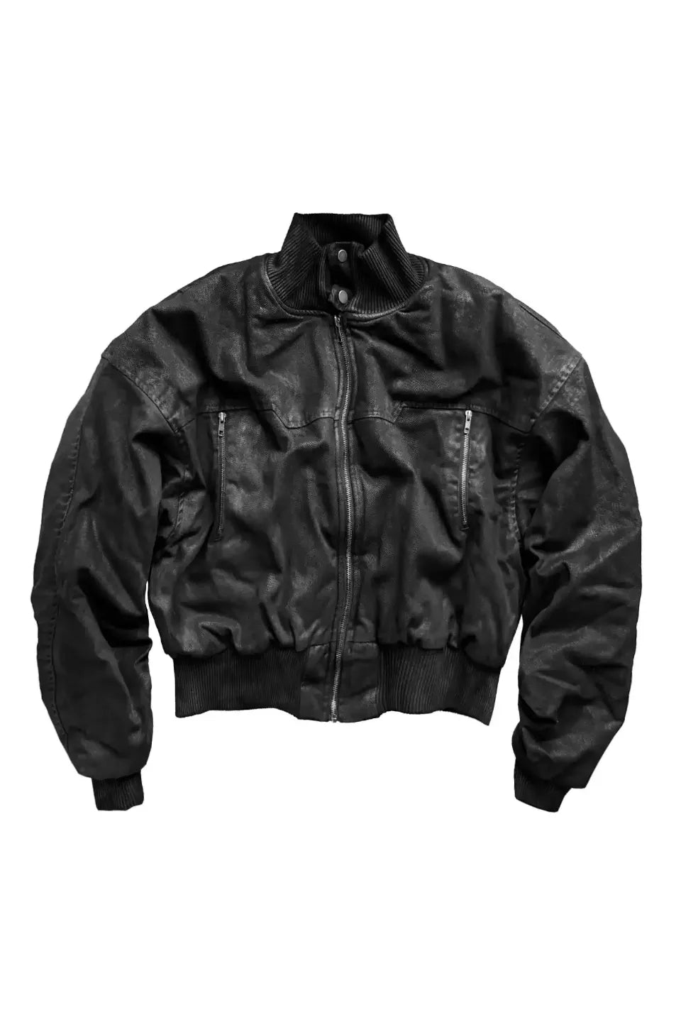 Hand Painted Waxed Twill Padded Bomber Jacket