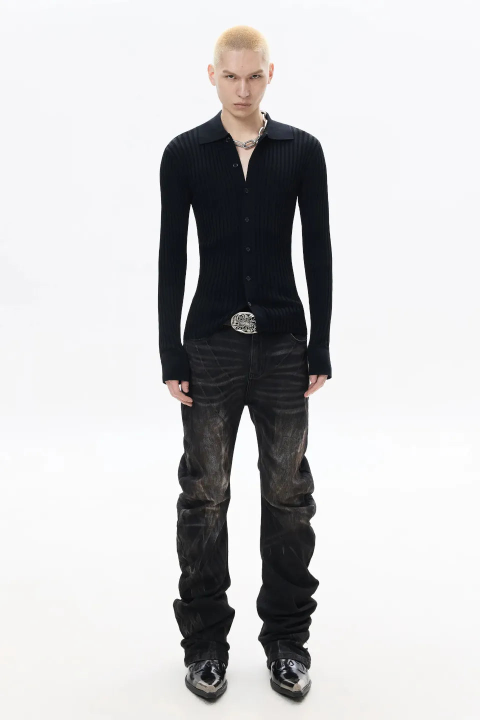 High Stretch Ribbed Knit Cardigan