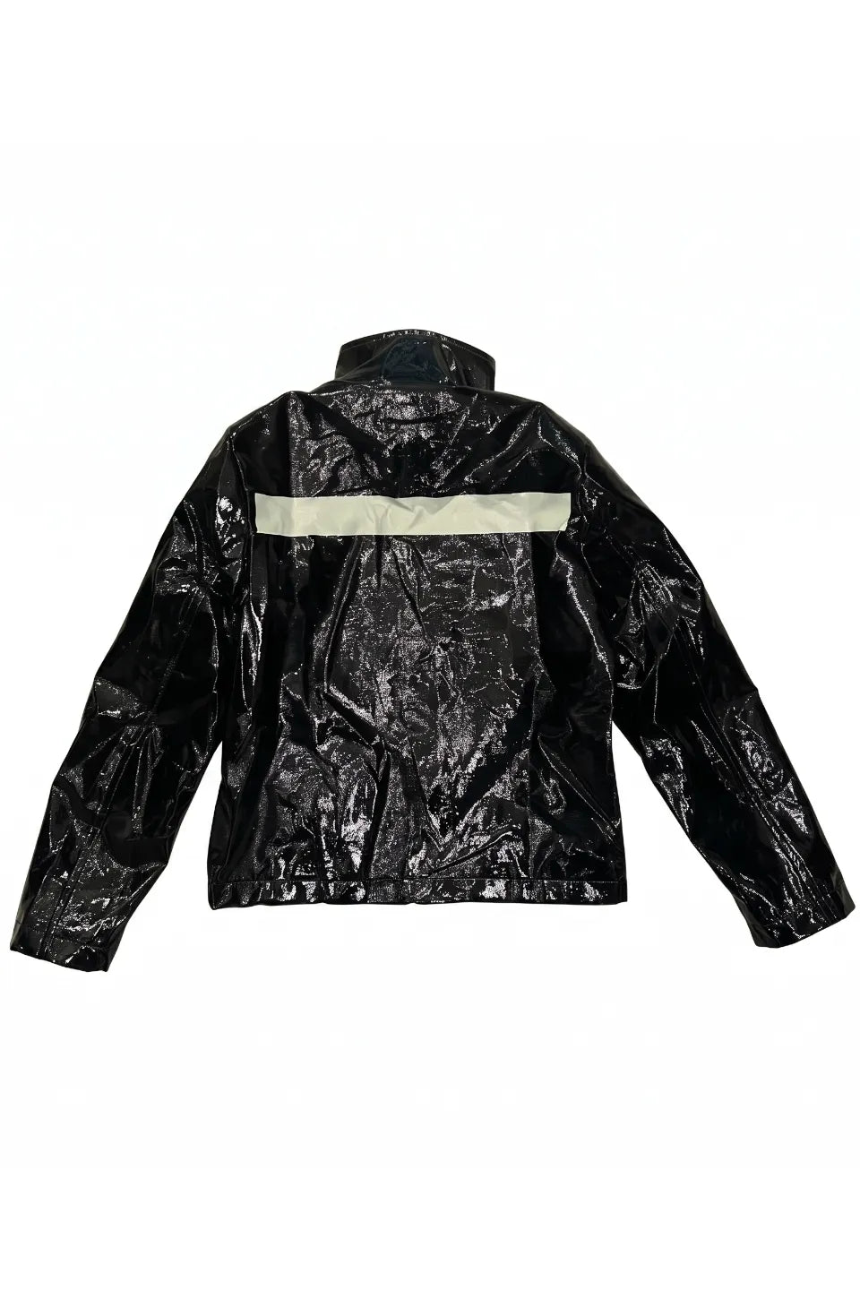 High Neck Patent Leather Cropped Slim Jacket