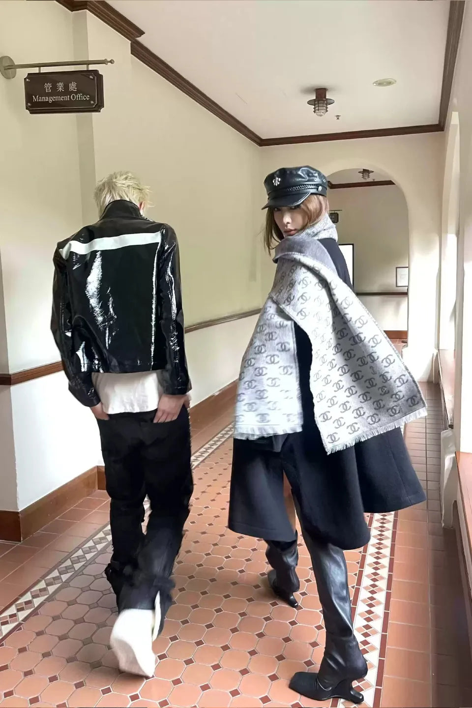 High Neck Patent Leather Cropped Slim Jacket