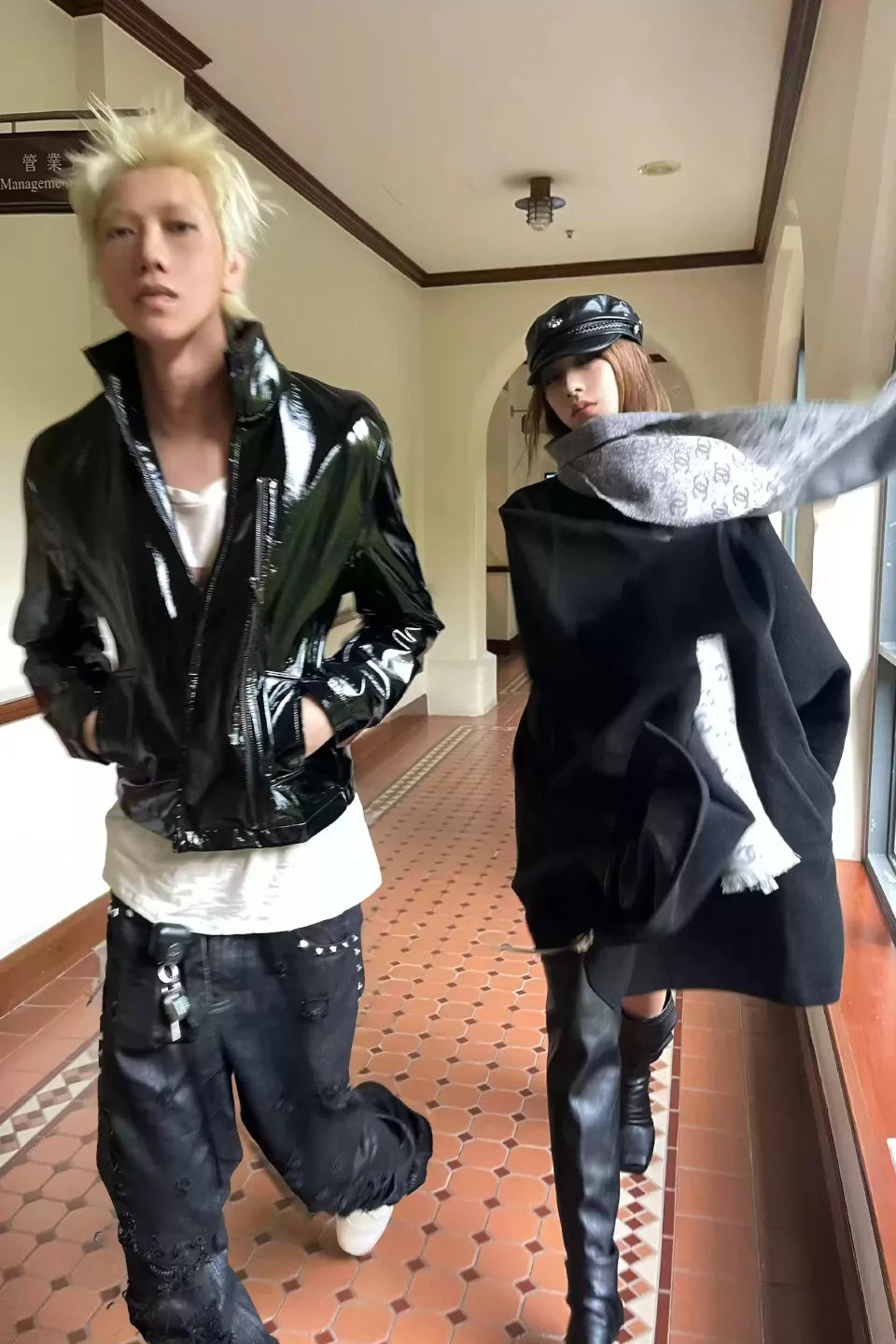 High Neck Patent Leather Cropped Slim Jacket