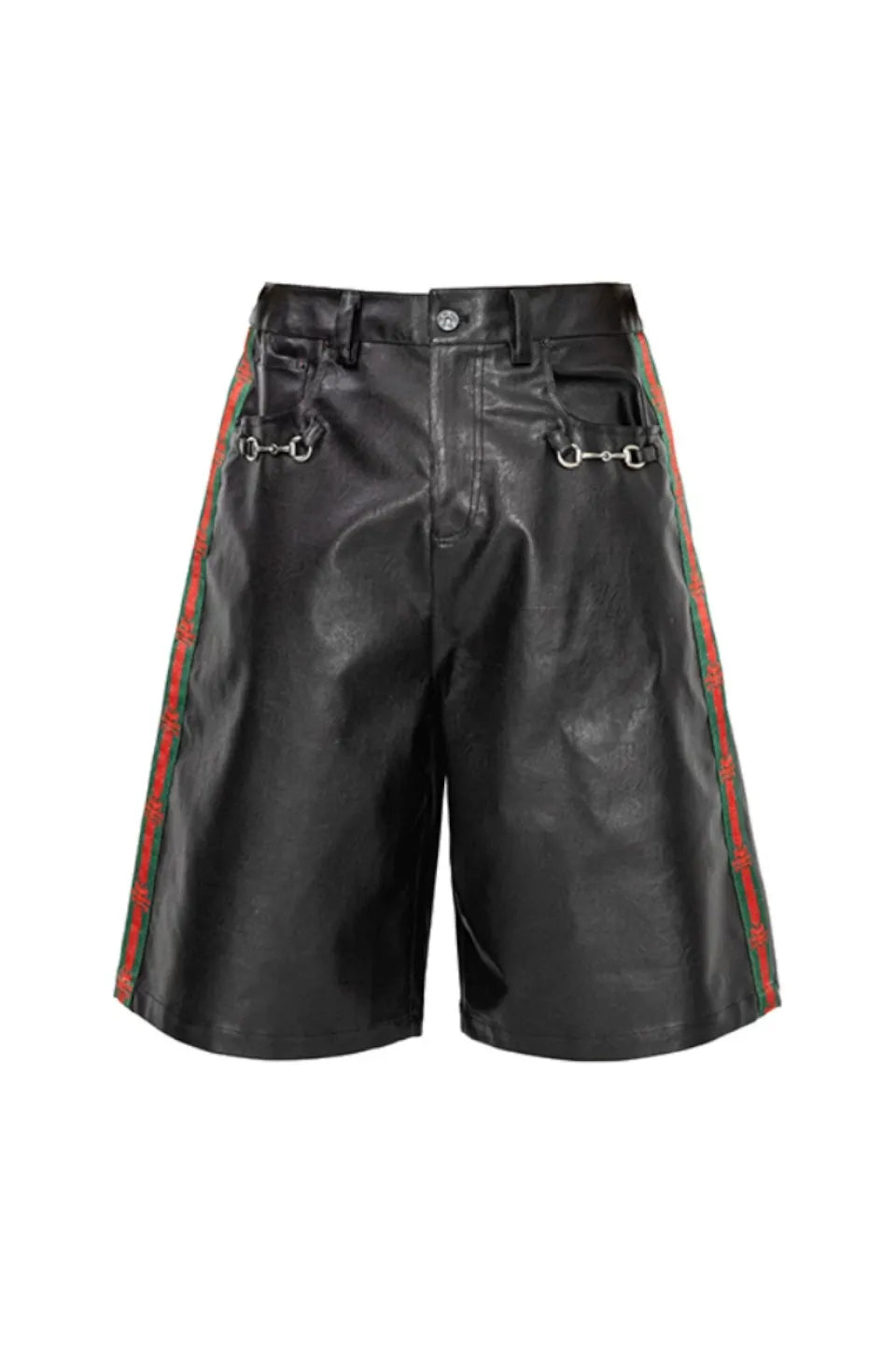 Horsebit Stripe Leather Cropped Pants