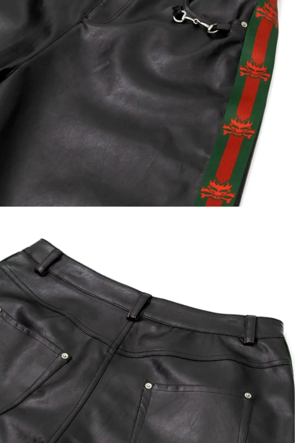 Horsebit Stripe Leather Cropped Pants