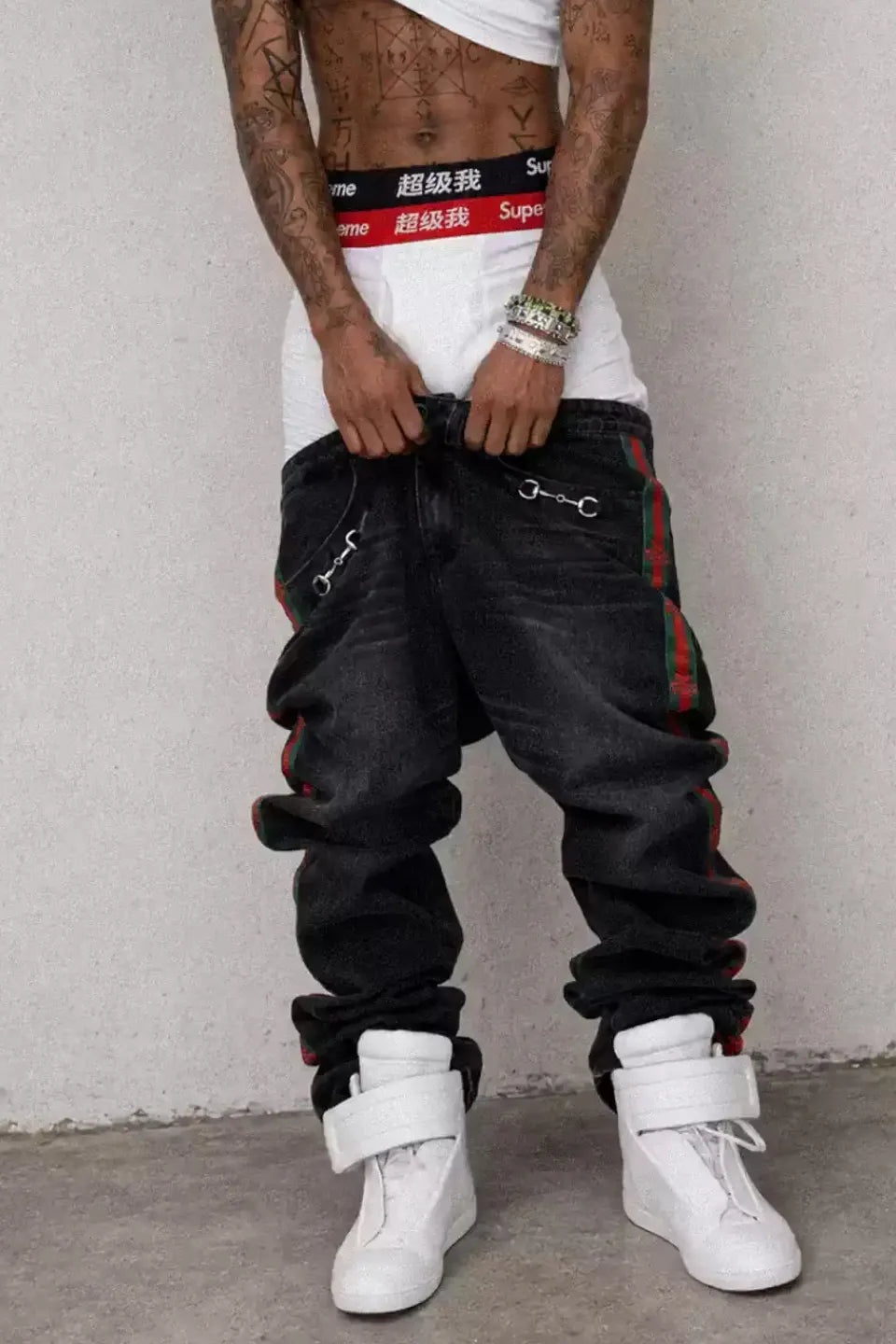 Horsebit Stripe Side Taping Denim