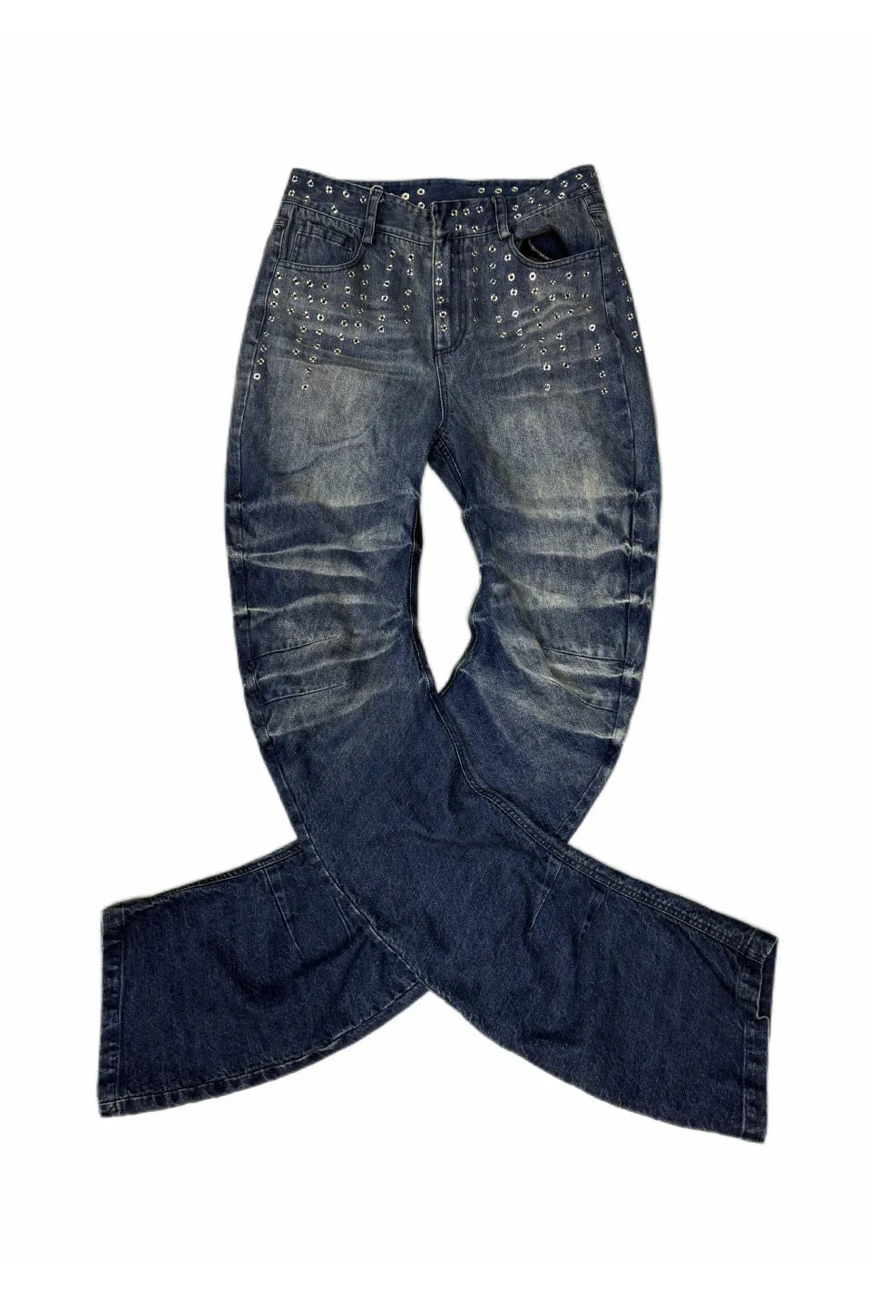 Ice Blue Acid Wash Studded Jeans