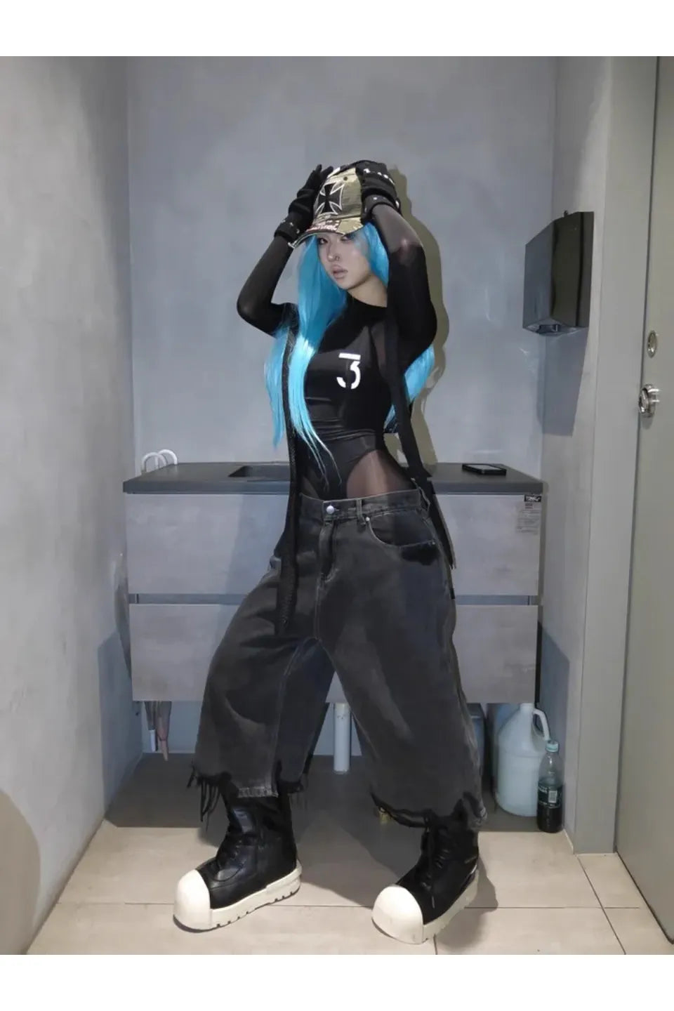 Iron Cross Broken Brim Patch Washed Cap