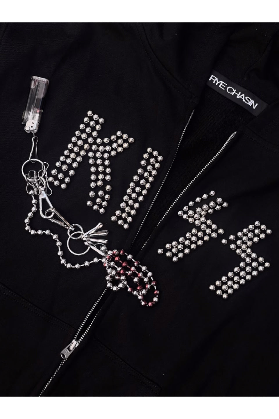 KISS Metallic Beaded Zip Hoodie