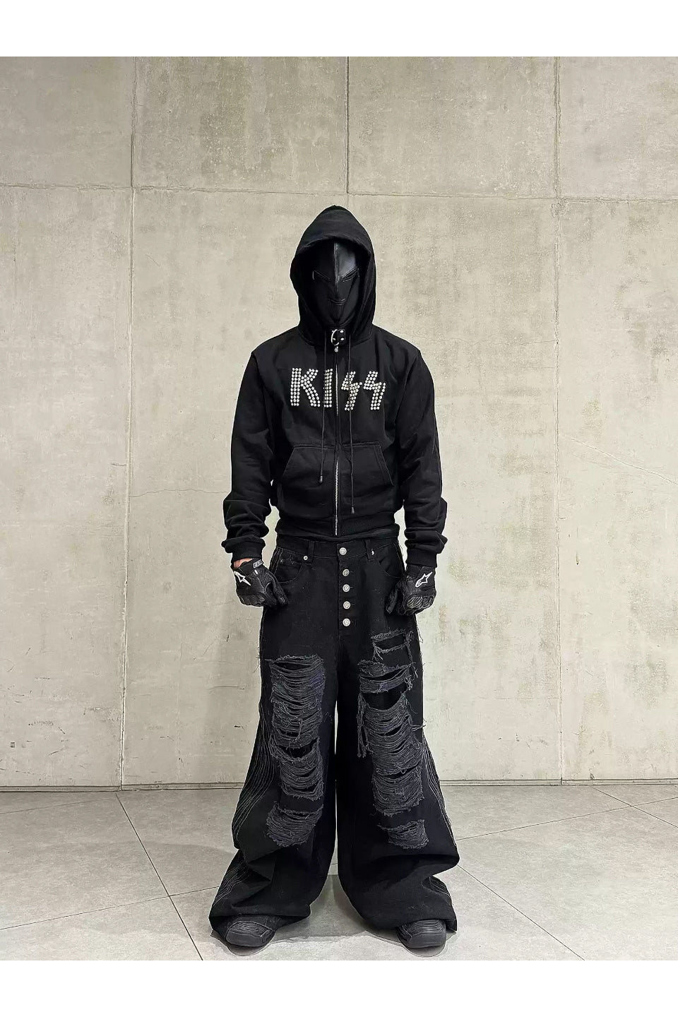 KISS Metallic Beaded Zip Hoodie