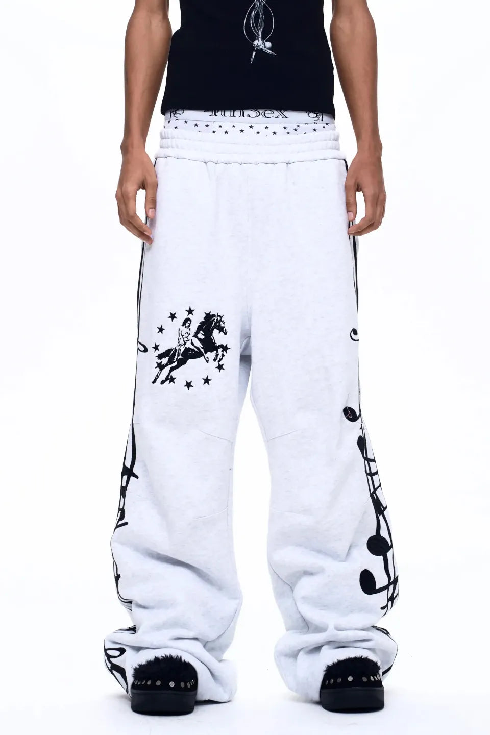 Knight Embroidered Music Note Sweatpants