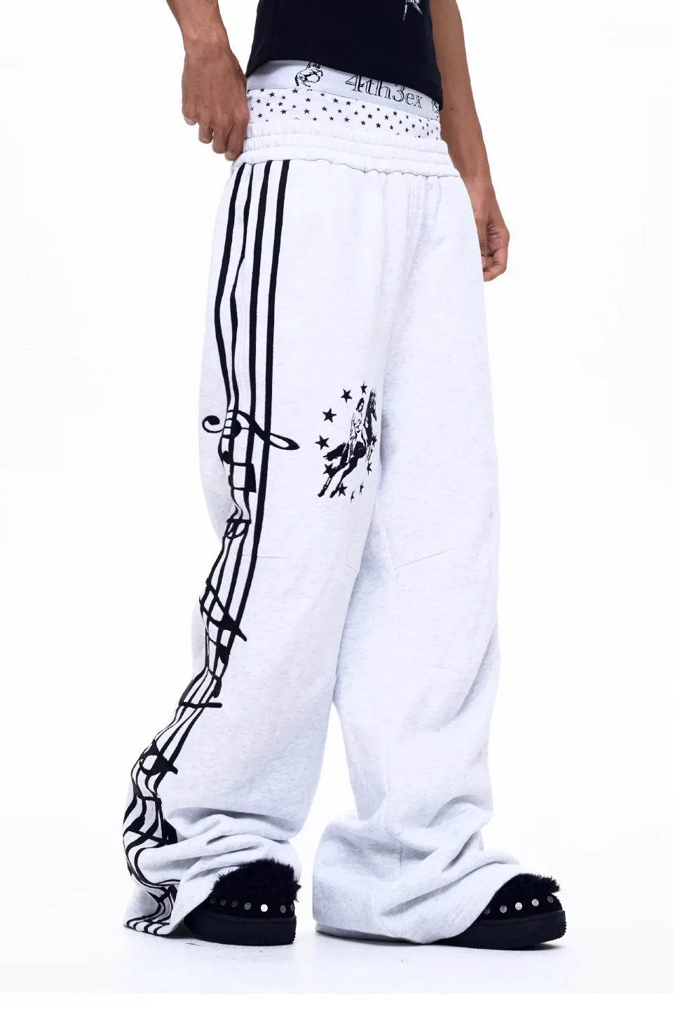 Knight Embroidered Music Note Sweatpants