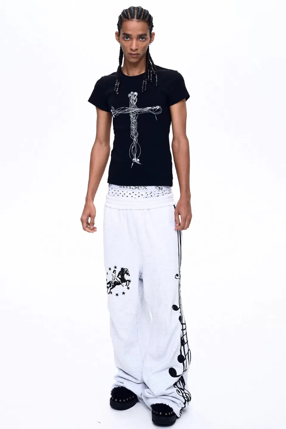 Knight Embroidered Music Note Sweatpants