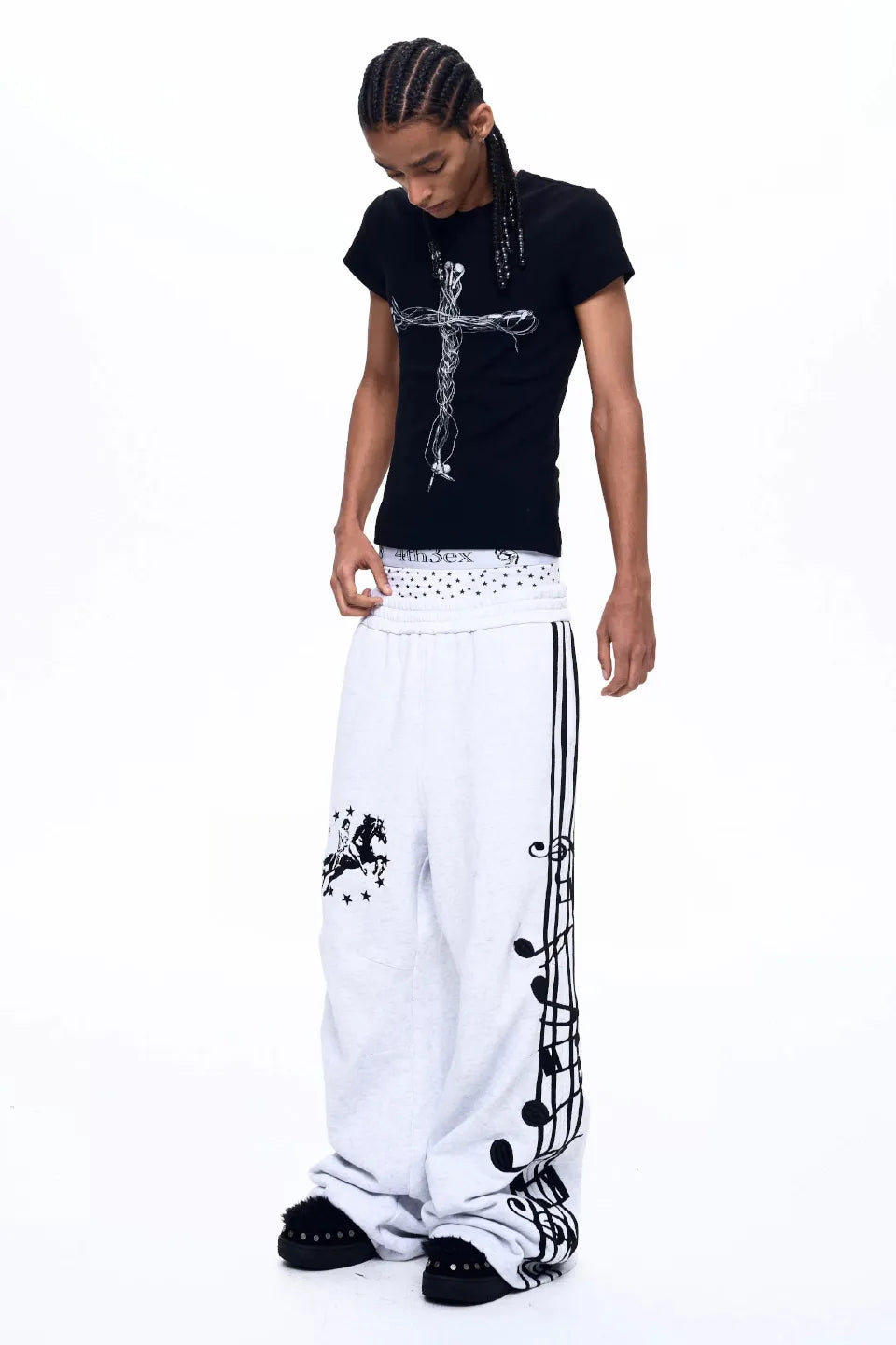 Knight Embroidered Music Note Sweatpants