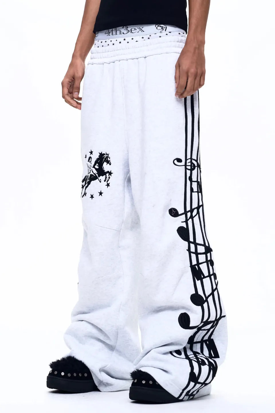 Knight Embroidered Music Note Sweatpants