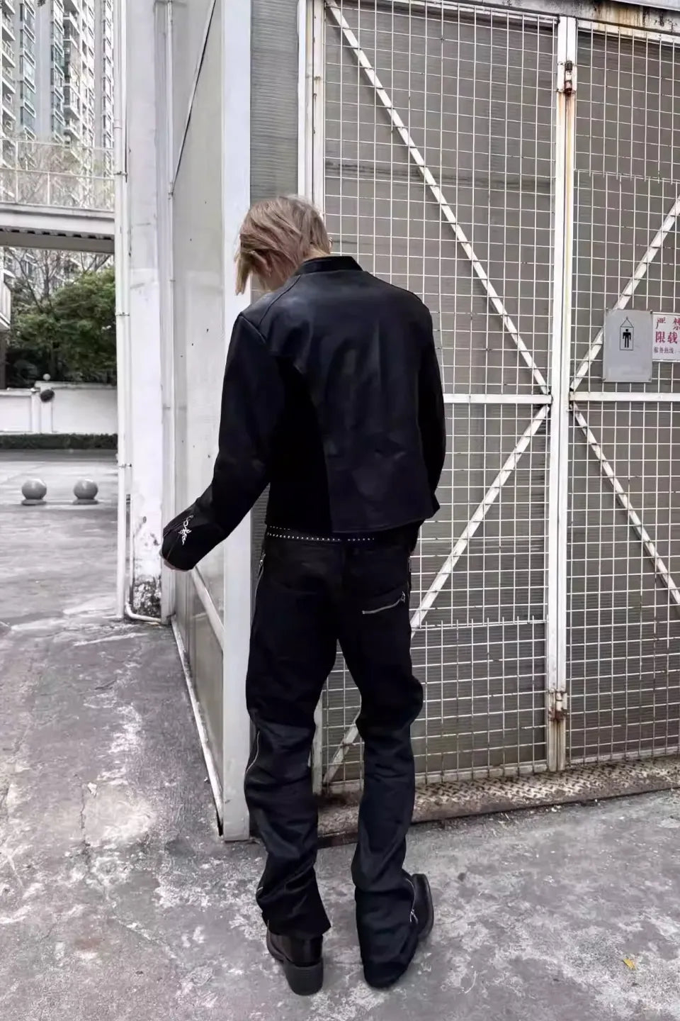 Lace Up Leather Napoleon Jacket