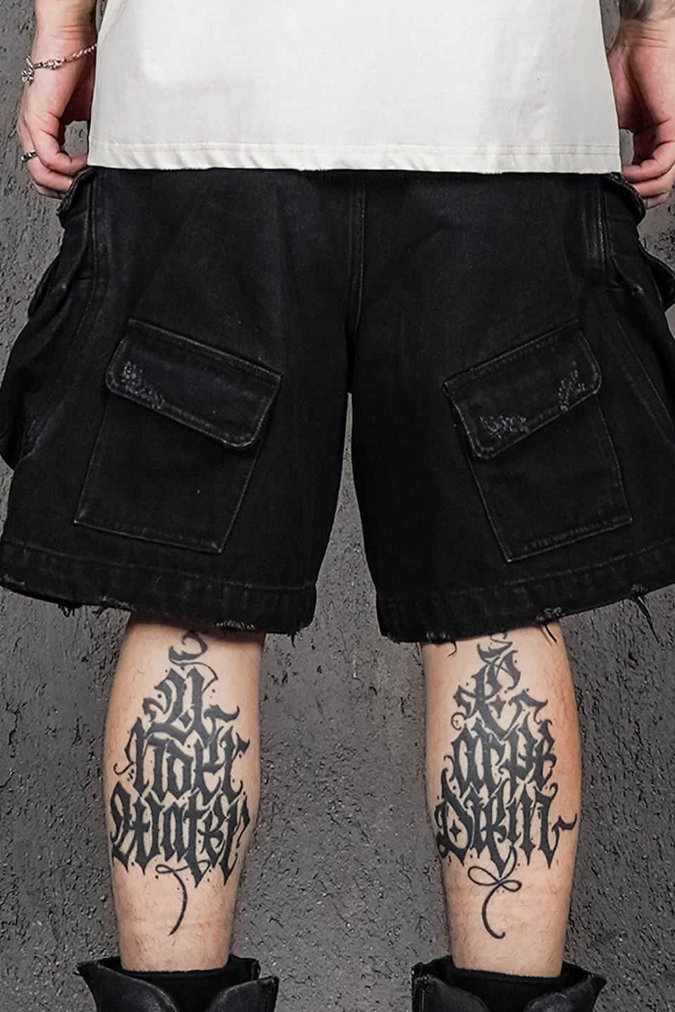 Layered Pocket Distressed Denim Shorts