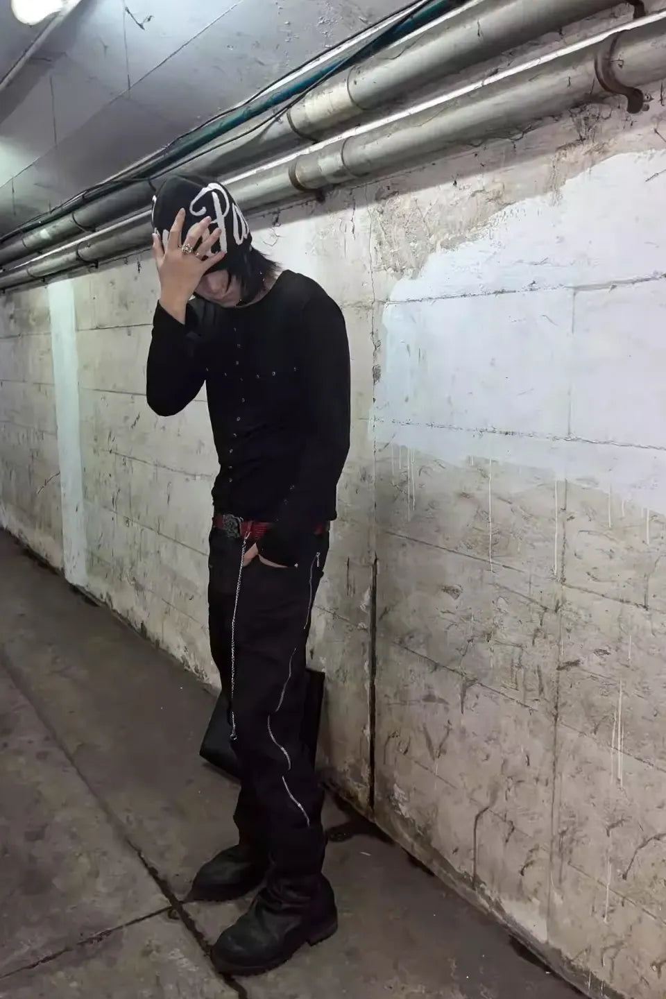 Layered Riveted Cross LS Tee