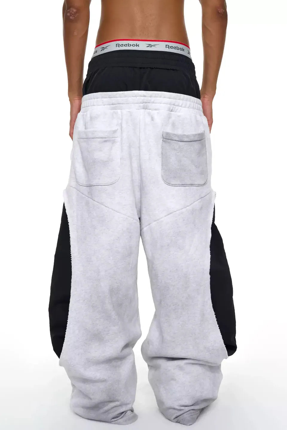 Layered Waist Striped Wide Sweat Pants