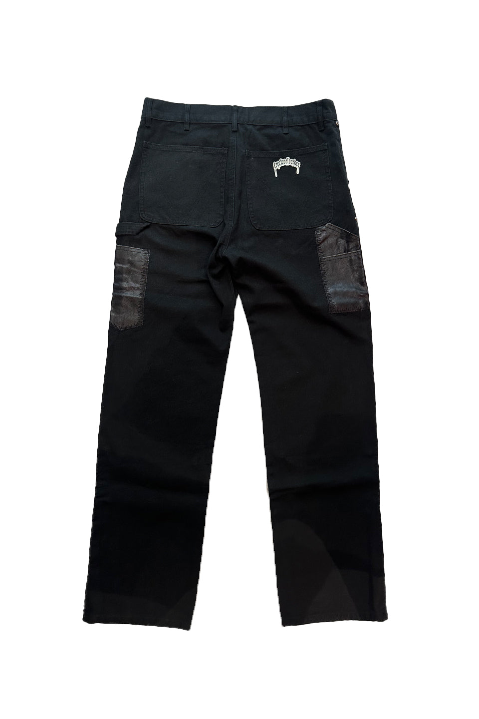 Leather Double Knee Denim Pants