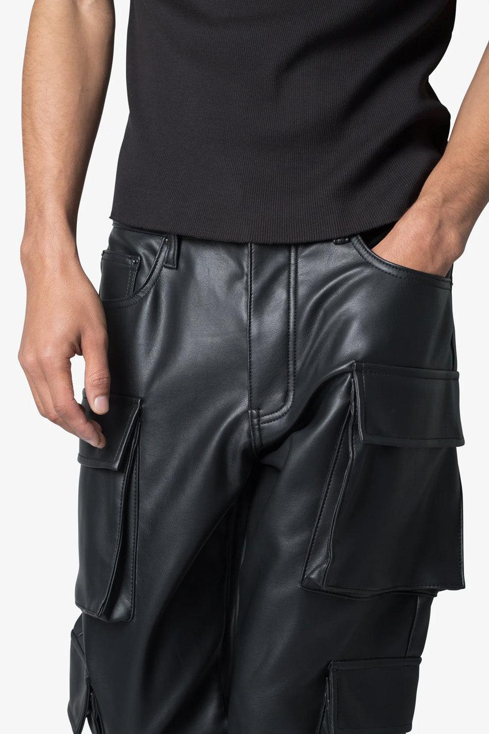 Leather Double Snap Cargo Pants