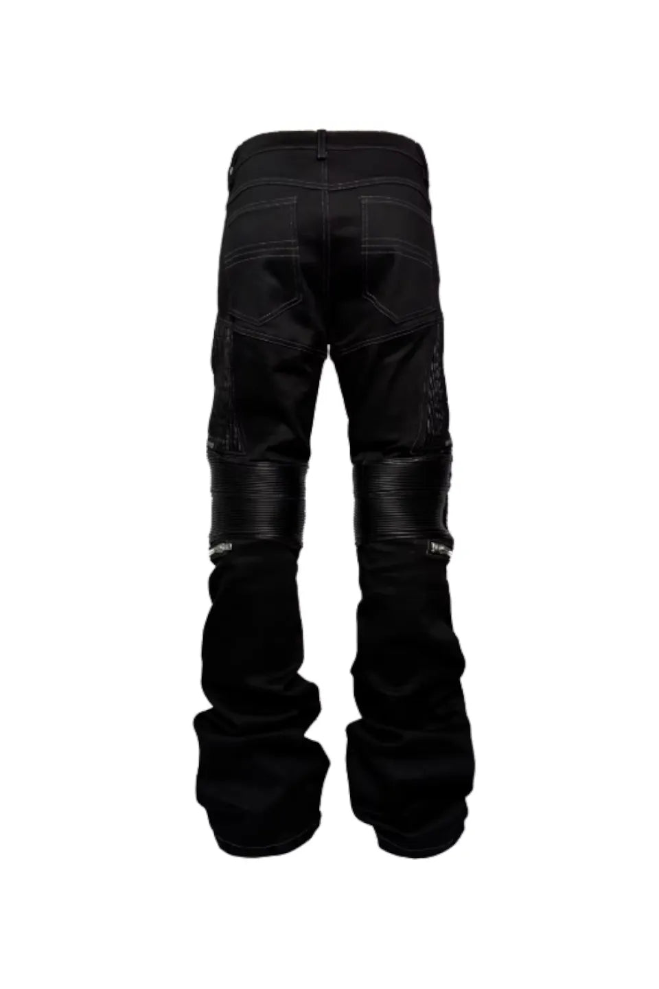 Leather Paneled Zipper Pants