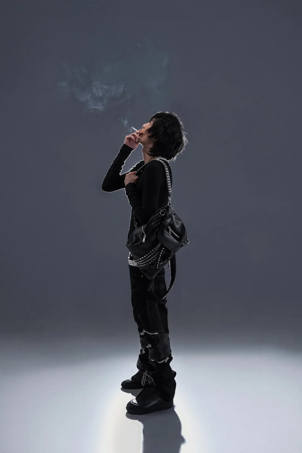 Leather Paneled Zipper Pants