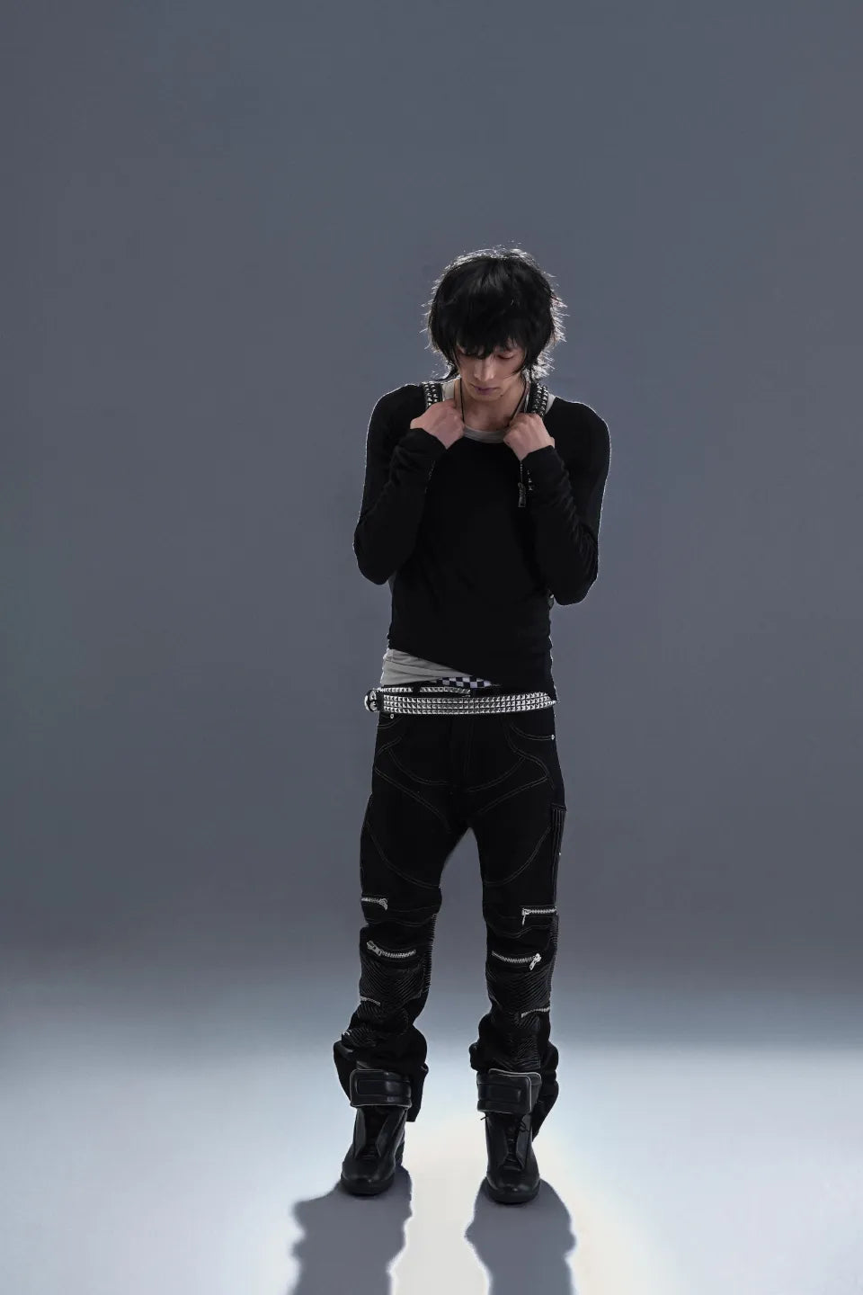 Leather Paneled Zipper Pants