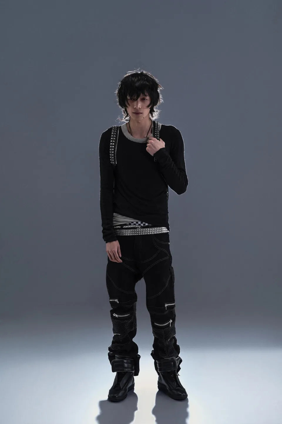 Leather Paneled Zipper Pants