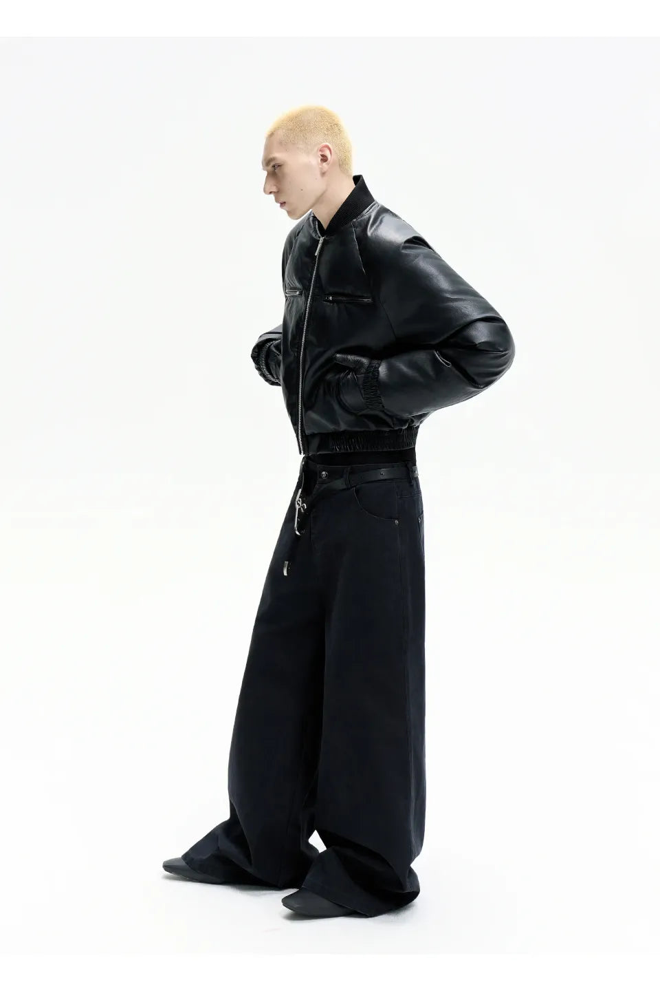 Leather Puffer Bomber