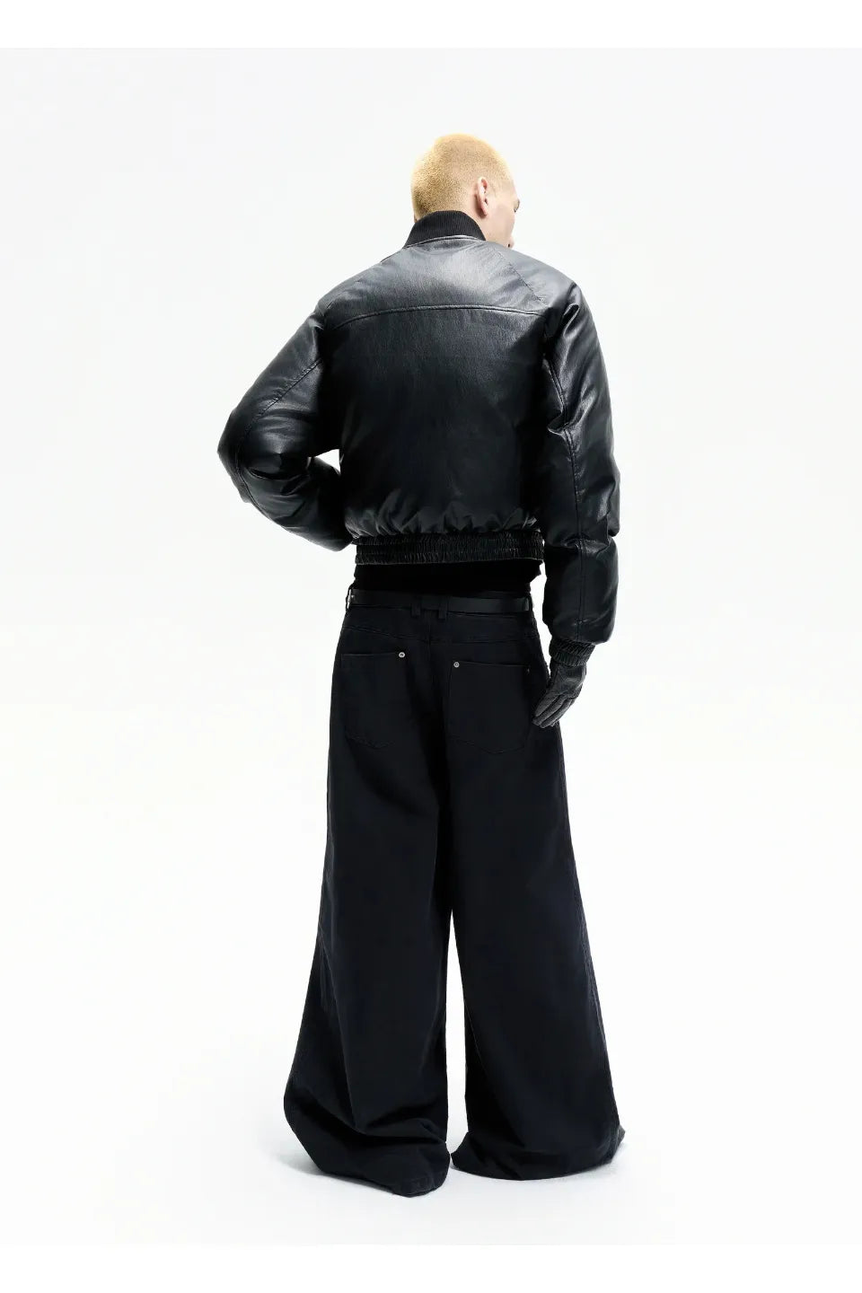 Leather Puffer Bomber