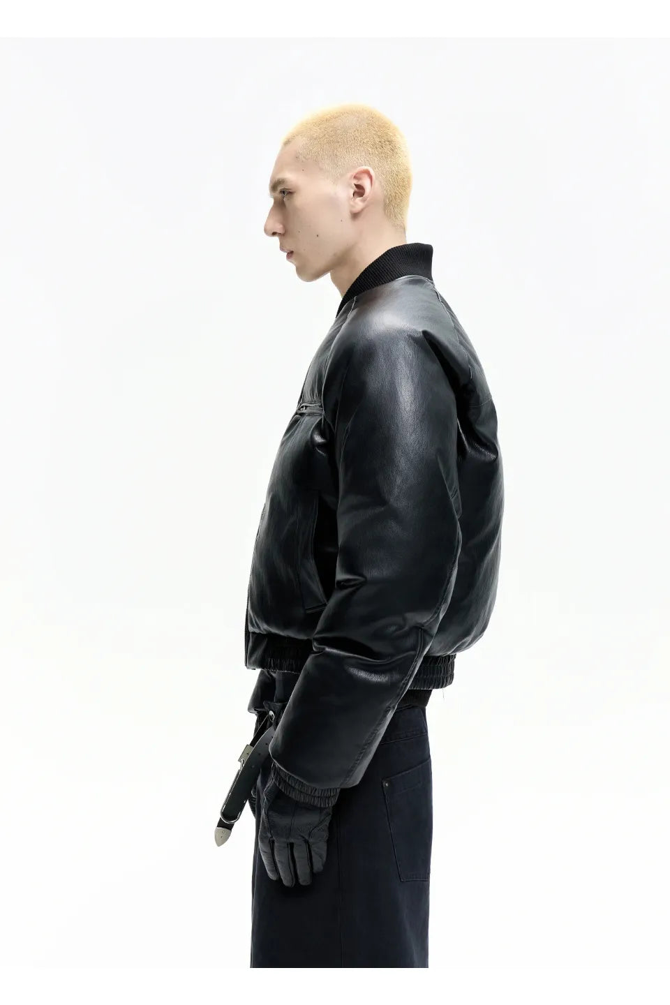 Leather Puffer Bomber