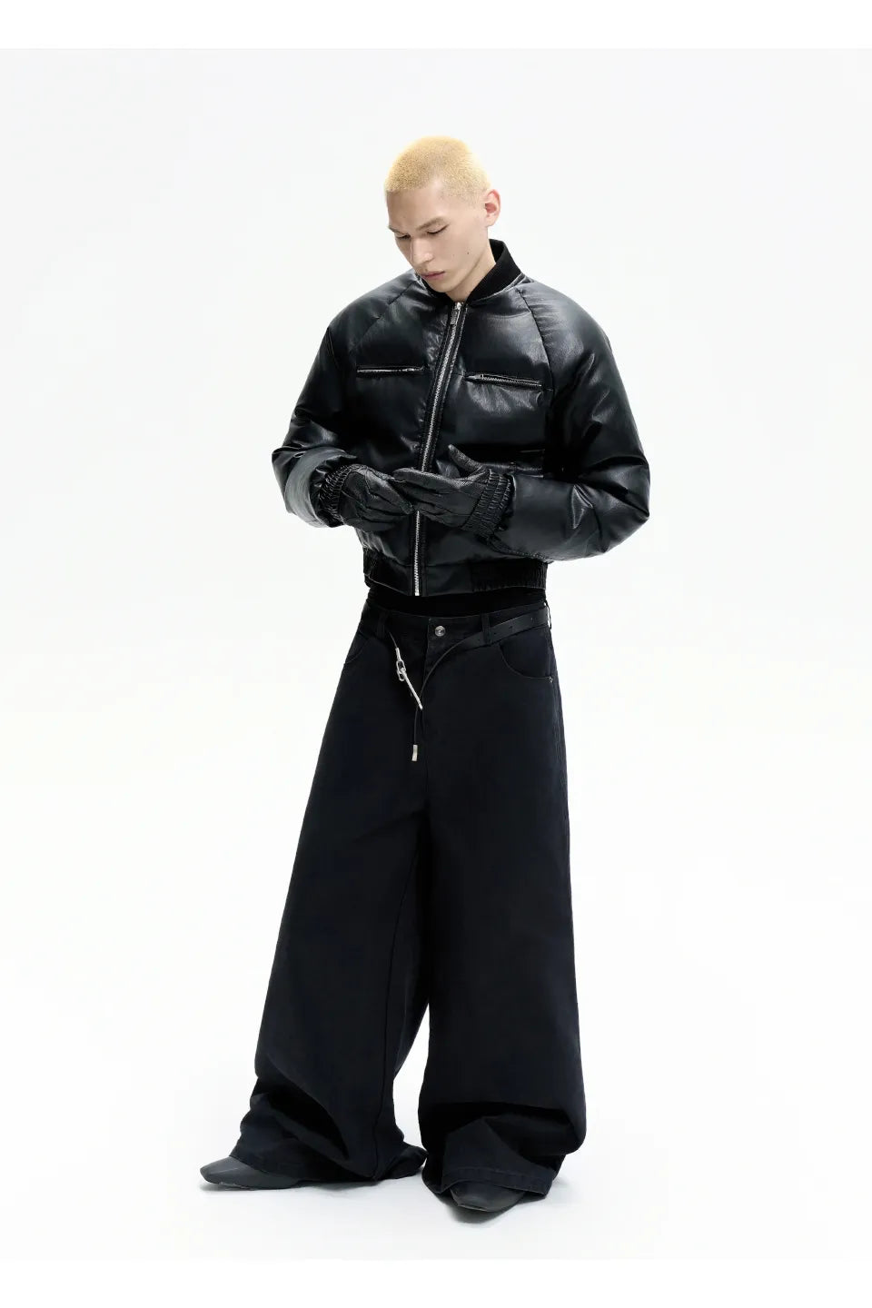 Leather Puffer Bomber