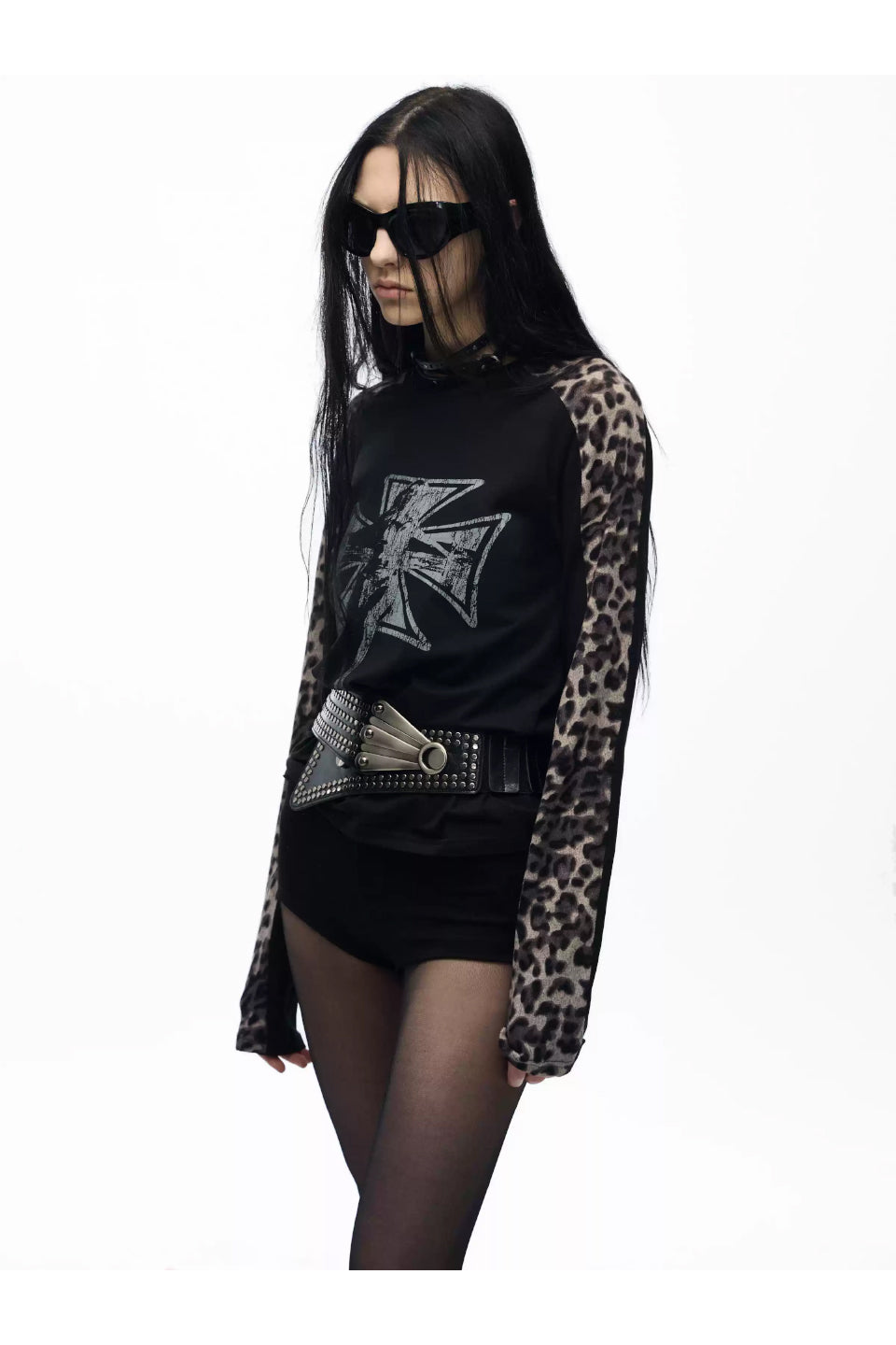 Leopard Graphic Patchwork Long Sleeve